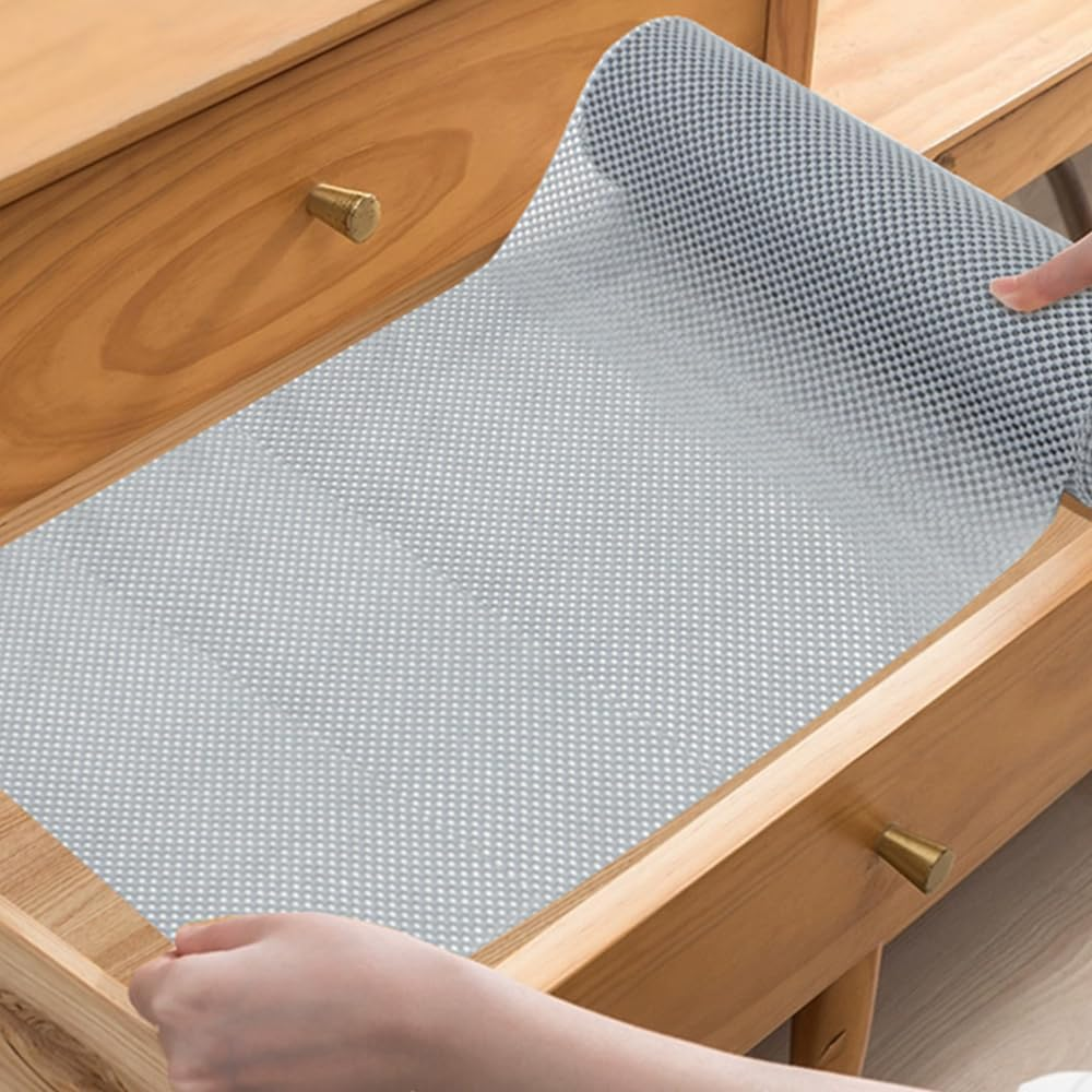 Non-Adhesive Roll Drawer Liners,11.8Inx4.9Ft Strong Grip Non-Slip Shelf Liner for Kitchen Cabinets, Cupboards, Drawers & Shelves, Durable & Protective (Gray) image number 6