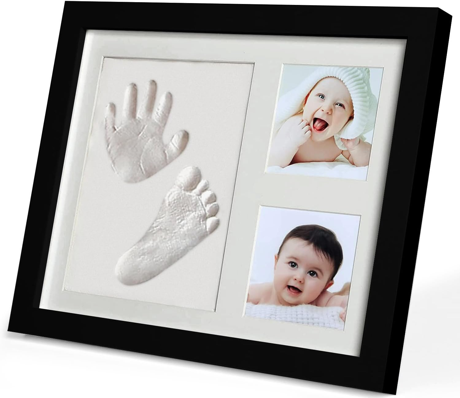 Hiumotan Footprint & Handprint Clay Kit, Photo Frame for Newborn Girls and Boys, Baby Shower Gifts, Registry, New Parents Gift, Perfect Memory and Nursery Room Decoration - White