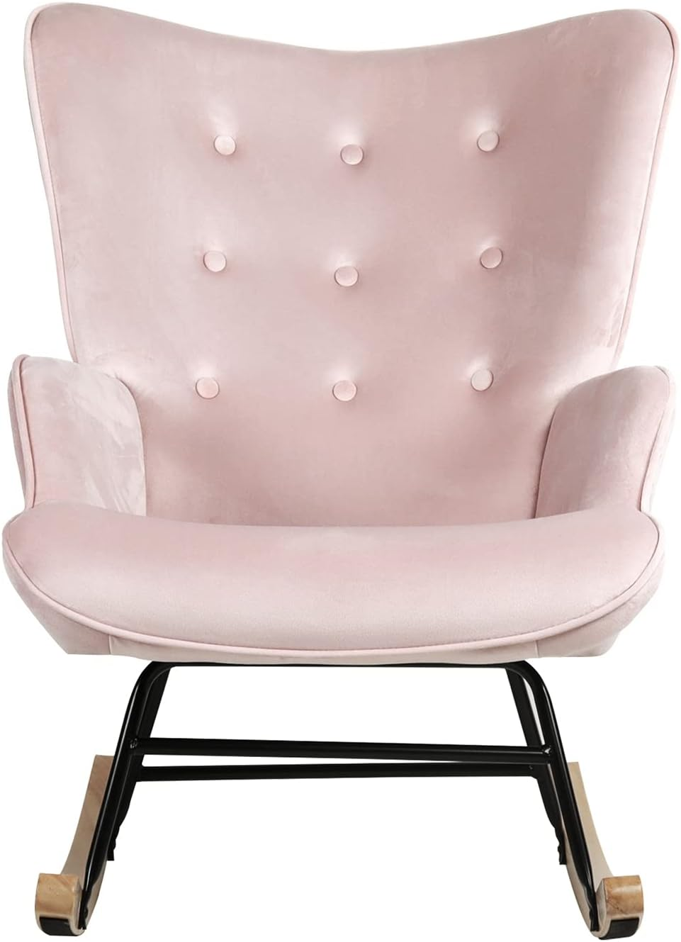 Oikiture Armchair Rocking Chair Fabric Lounge Pink image number 7