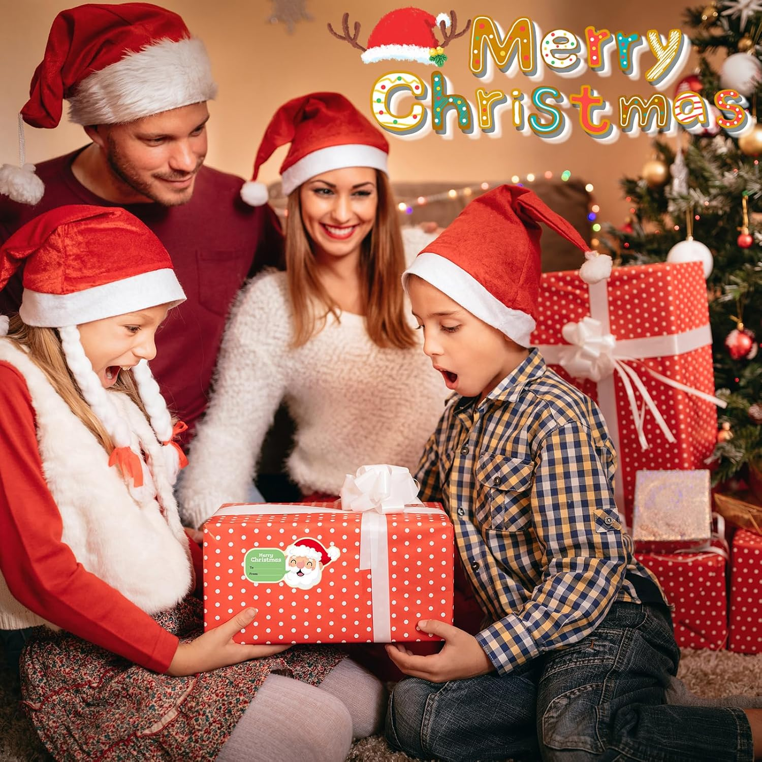 KIKISML 250 PCS Christmas Labels for Gifts Decoration, from to Xmas Gifts Stickers, Christmas Name Gift Labels Xmas Gift Tags Stickers, Elf-Adhesive Xmas Stickers for Present Cards Envelope image number 2