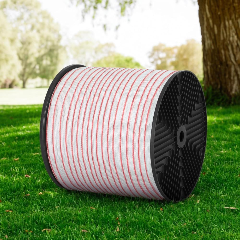 Giantz Electric Fence Tape 40Mm Polytape 400M Electric Fence Wire for Farm Animal Control Red White High Visibility image number 4
