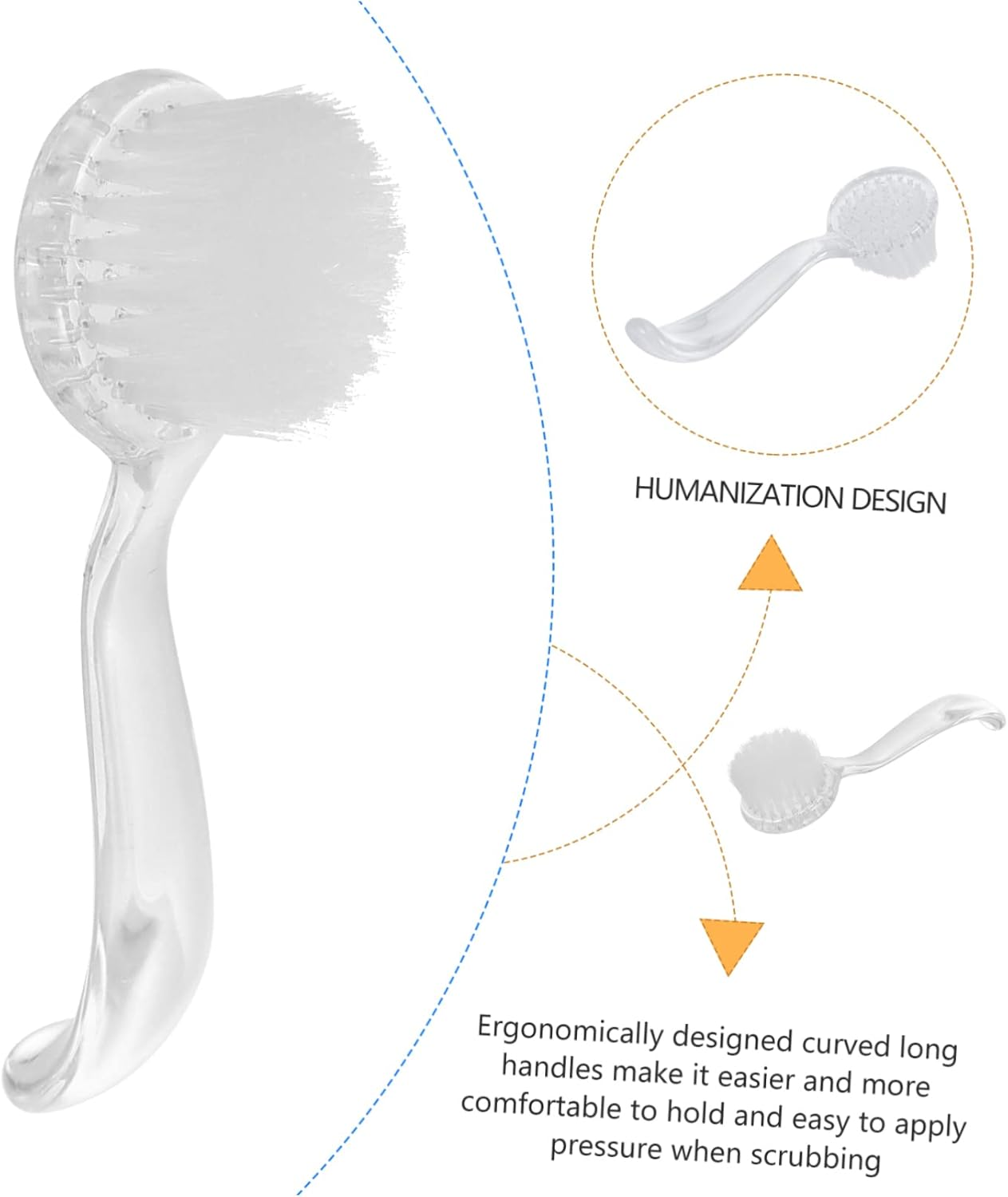 NIYANGLE 4Pcs Long Handle Nail Brush Moderate Hard Bristles for Nail Care and Cleaning image number 4