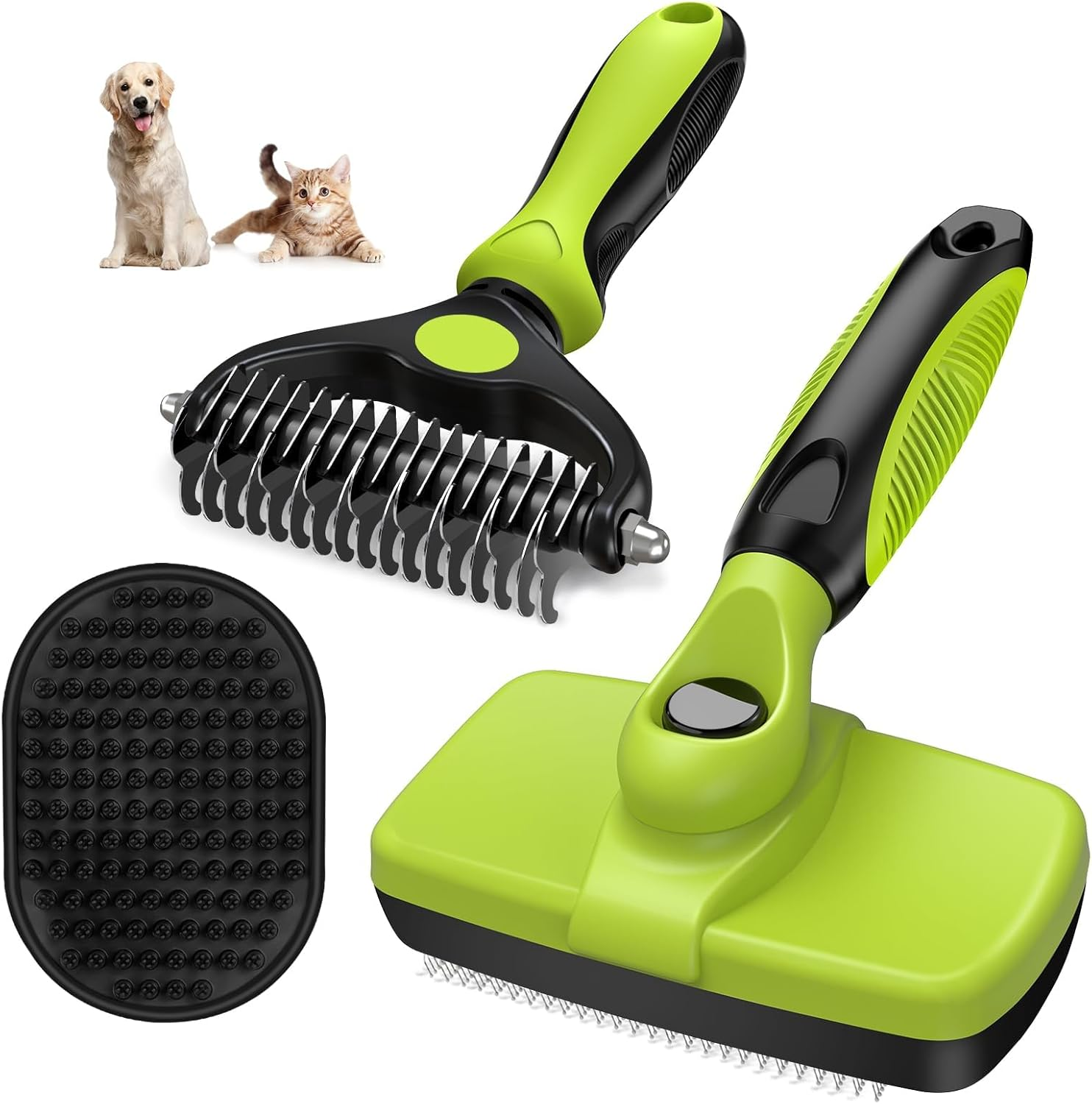 3 Pcs Dog Grooming Kit, Reusable Dog Brush for Shedding, Pet Supplies for Take Out Loose Hair and Tangles, Suitable for Pet Care (Pink Black)