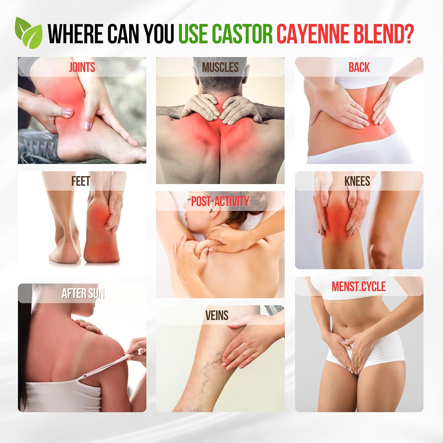 Organic Castor Oil with Cayenne Pepper - Skin-Nourishing, Soothes Muscles & Joints, Enriched with Vitamin E for Men and Women. Ideal for Daily Comfort image number 6