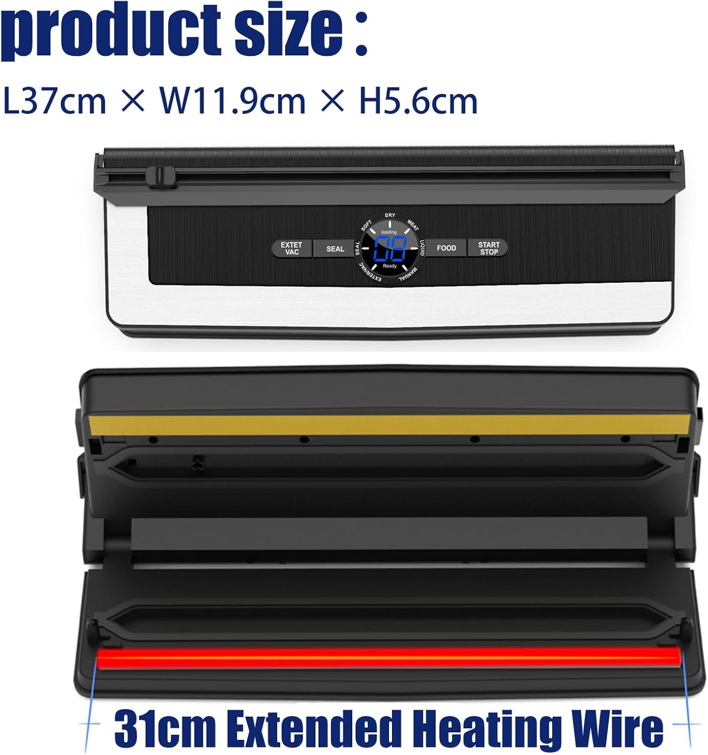 Vacuum Sealer Machine with Cutter,Automatic Sealing Machine for Food Preservation Dry Moist Sealing Modes,Food Packer Equipped with 5 Vacuum Bags,Tipai image number 1