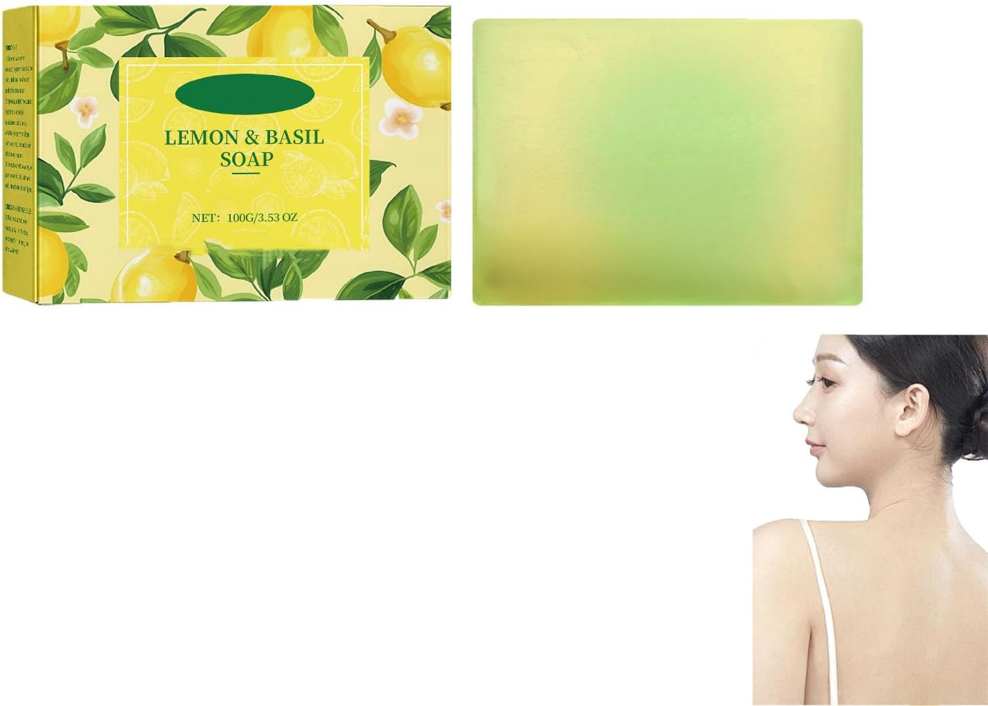Lemon Basil Bar Soap - Natural Hand & Body Soap with Essential Oils, Refreshing Scent, Deeply Cleansing, Moisturizing, Even Skin Tone, Long-Lasting Fragrance, Gentle & Nourishing. (1Pcs)