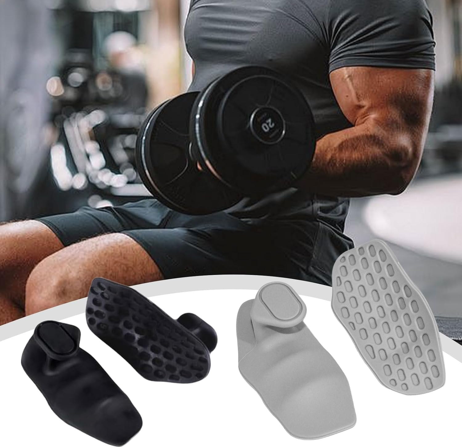 4Pcs Gym Grips, Silicone Anti-Slip Weight Lifting Gloves, Ergonomic Grip Strengthener Grip Strength Trainer, Finger Exerciser Weightlifting Gloves, Gym Training Exercise, Dumbbell Deadlifts, Pull-Ups image number 6