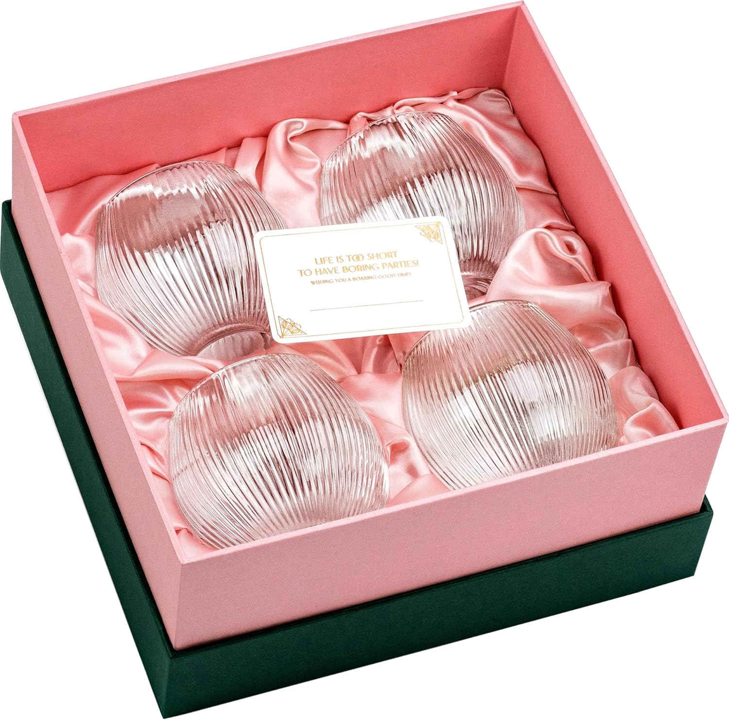 Vintage Art Deco Gin and Tonic Balloon Glasses | Set of 4 | 13.5 Oz Stemless Crystal Copas for Drinking Gin Cocktails | Retro Gift Goblets for Gin Lovers | Bubble Cups for Bar Drinks image number 5