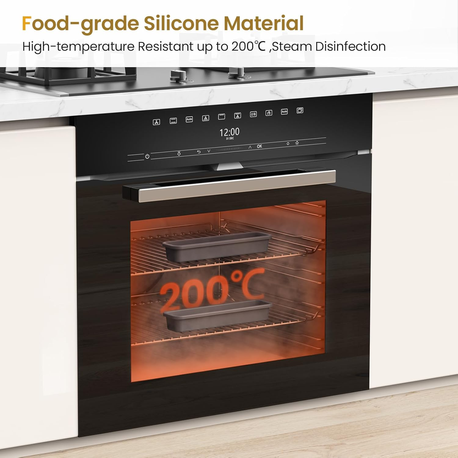 2 Pack Silicone Cutlery Drawer Organiser, Kitchen Utensil Drawer Organiser, DIY Free Combination Silverware Organizer, Moisture-Proof and Heat-Resistant up to 200&deg;C, Anti-Slip and Environmentally image number 2