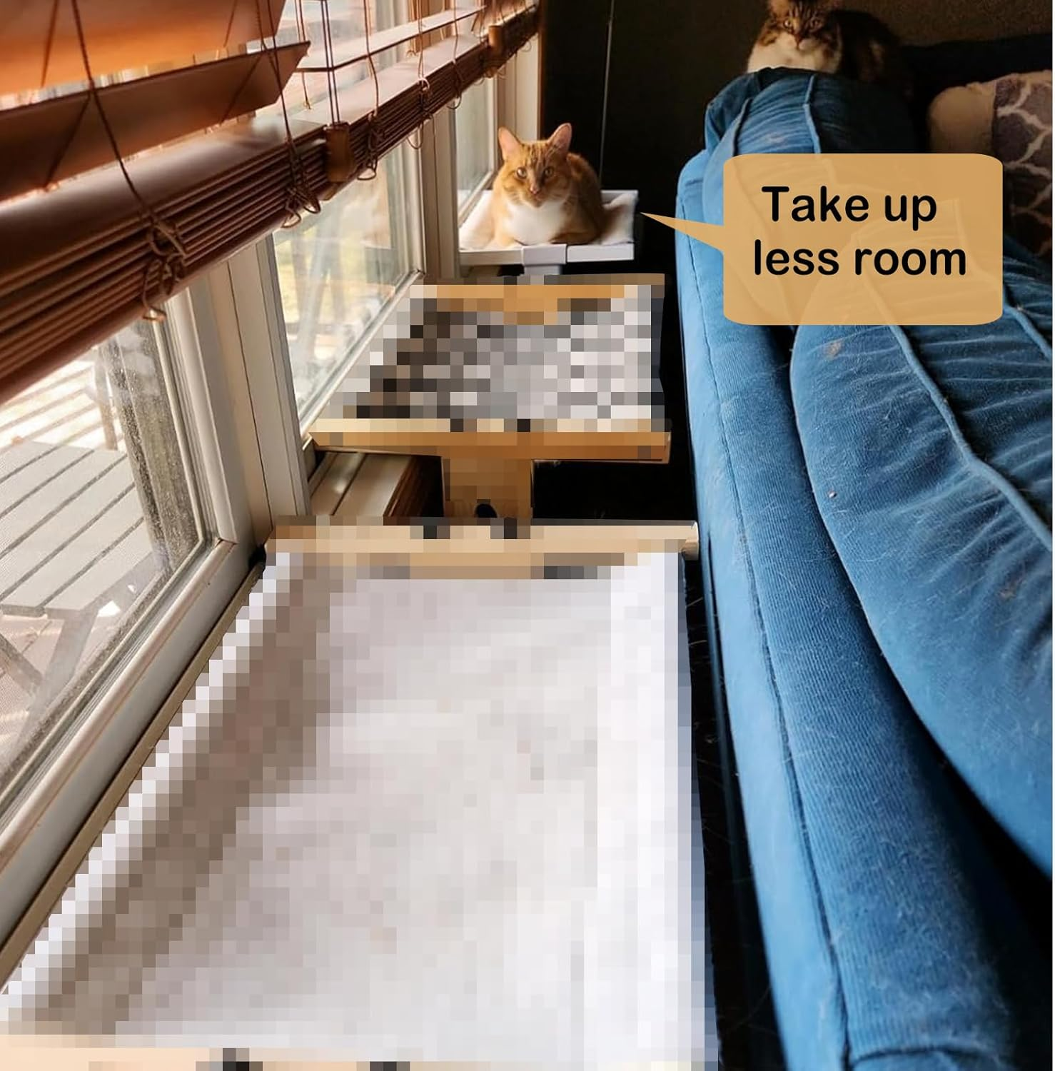 Cat Window Sill Perch Heavy Duty All Metal Frame Hold up to 100Lbs,Compact Size 22" X 13" X 7&ldquo;,Removable Dual-Sided Cushion,Adjustable Cat Hammock Bed Seat Shelf for Window Ledge for Cats Inside image number 1