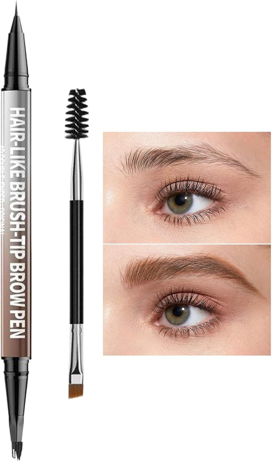 Eyebrow Pencil | 4D 2-In-1 Double-Ended Brow Pen Makeup - Portable Eyebrow Makeup Tool for Women Men Beauty Lovers Parties Dating Gym Travel Business Shopping Dinner Dance Weddings