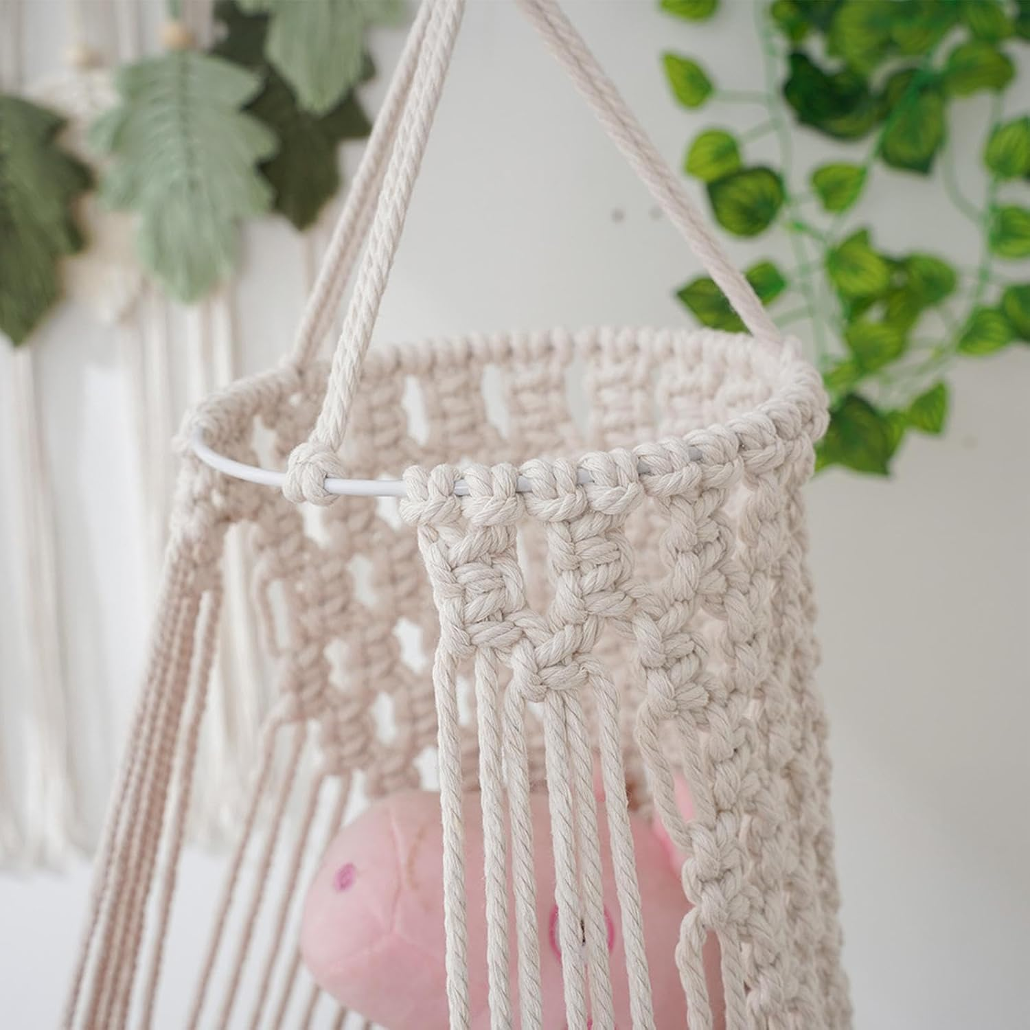 Cat Hammock Swing | Macrame Cat Bed | Kitten Swing Hammock, Rope Plant Holder, Feline Resting for inside outside House Decoration, Animal Kitten Hanging Bed for Resting, Engaging, and Relaxing image number 4