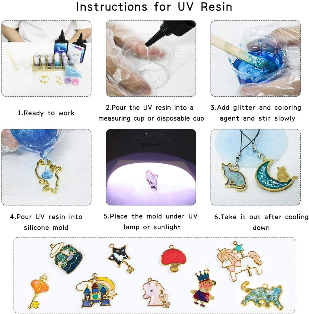 UV Resin, 2 PCS Upgrade Ultraviolet Epoxy Resin Crystal Clear Hard Glue Solar Cure Sunlight Activated Hard Resin for Handmade Jewelry, DIY Craft Decoration, Casting and Coating(200G) image number 4