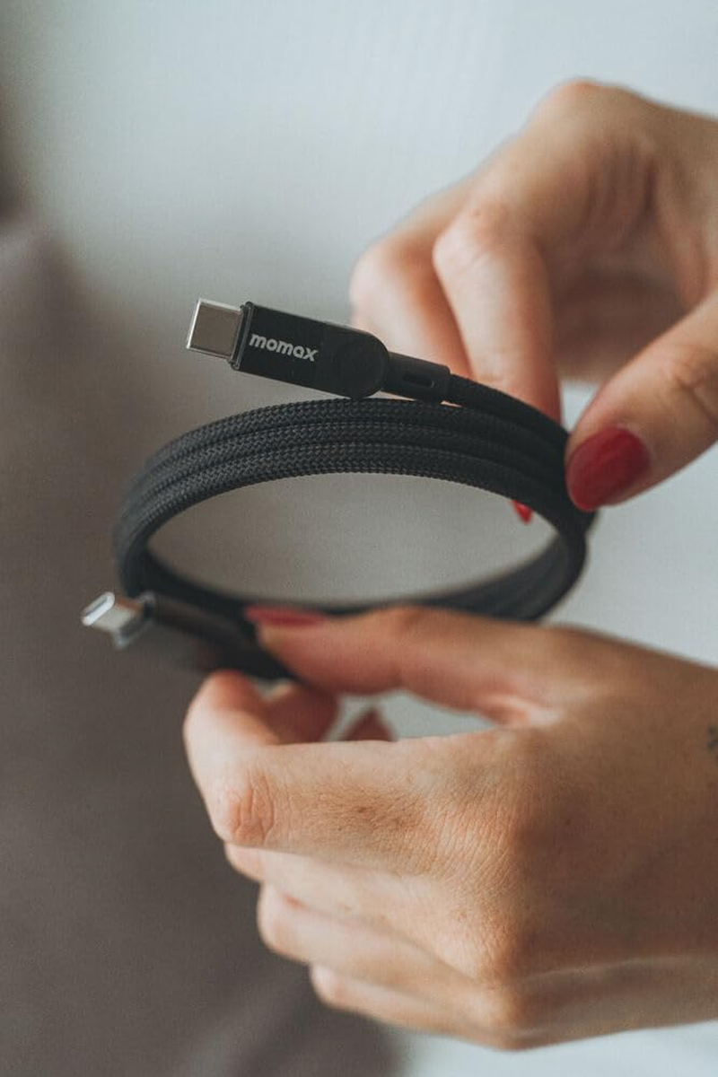 Momax Mag Link 100W USB-C Cable - 1M - Black PD Fast Charging - Magnetic - Durable Triple Braided Nylon - Supports Iphone / / Google/Oppo/Oneplus [DC35D] image number 1