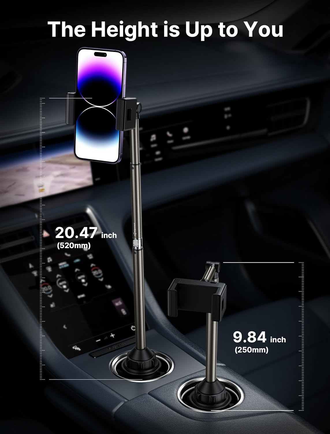 JSAUX Car Cup Holder Cellphone Mount, Metal Long-Arm Ultra Stable Phone Holder for Car Cupholders - Adjustable Compatible with Iphone 16 15 Pro Max 13 12 11, Samsung Galaxy S24 S23 Ultra, Pixel image number 1