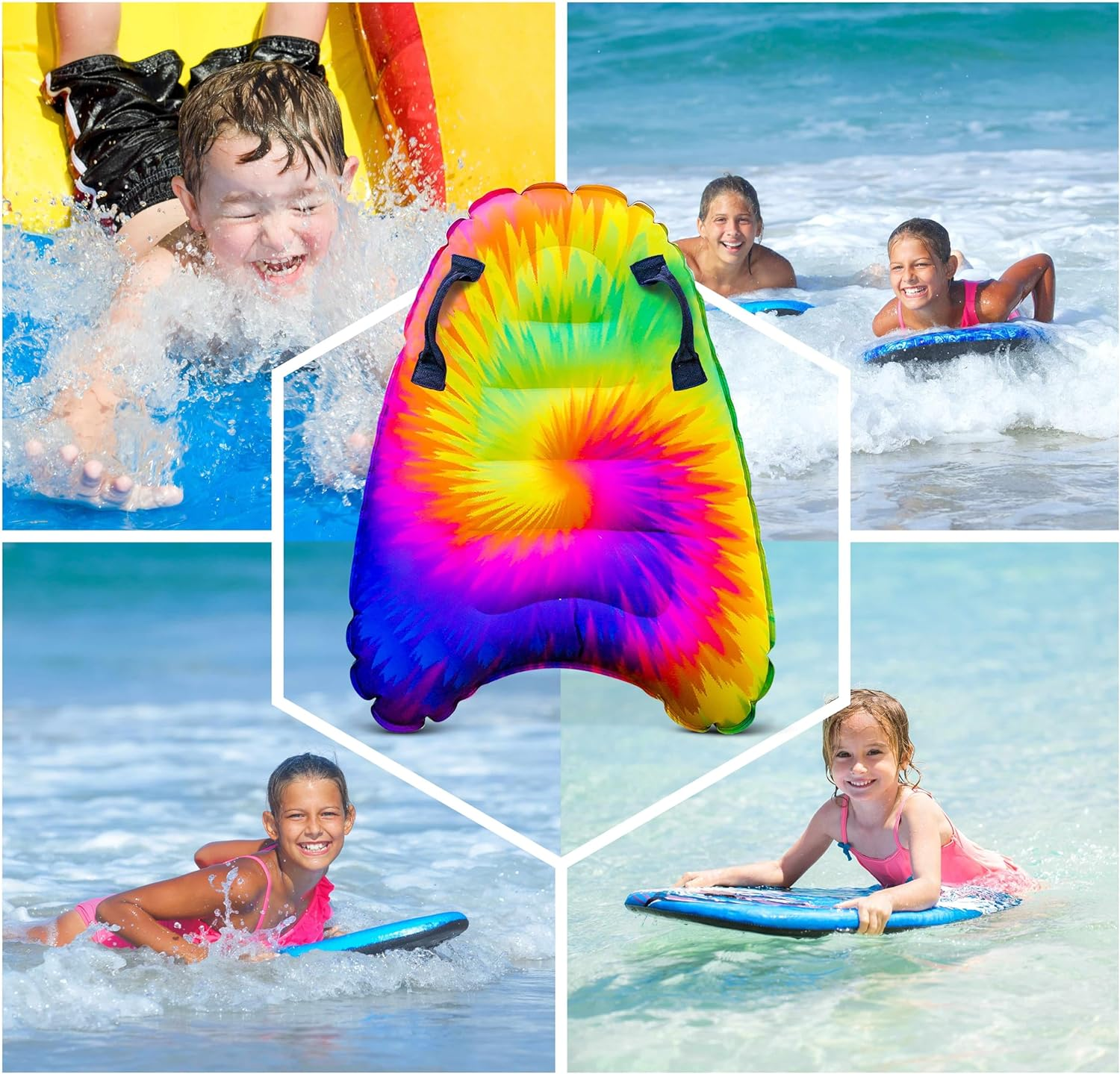 JAMBO Premium Inflatable Boogie Board for Beach, Pool or Water Slide, Nylon Fabric Swimming Boogie Boards, Pool Floats, Fun Pool and Beach Toys for Kids image number 5