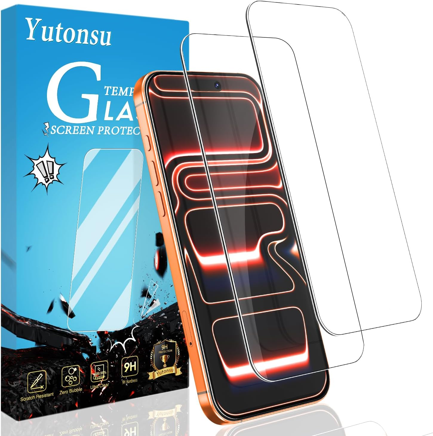 Yutonsu 2 Pack Tempered Glass Screen Protector for Iphone 17 Pro Max, 9H Hardness, anti Scratch, Bubble Free, Case Friendly image number 1