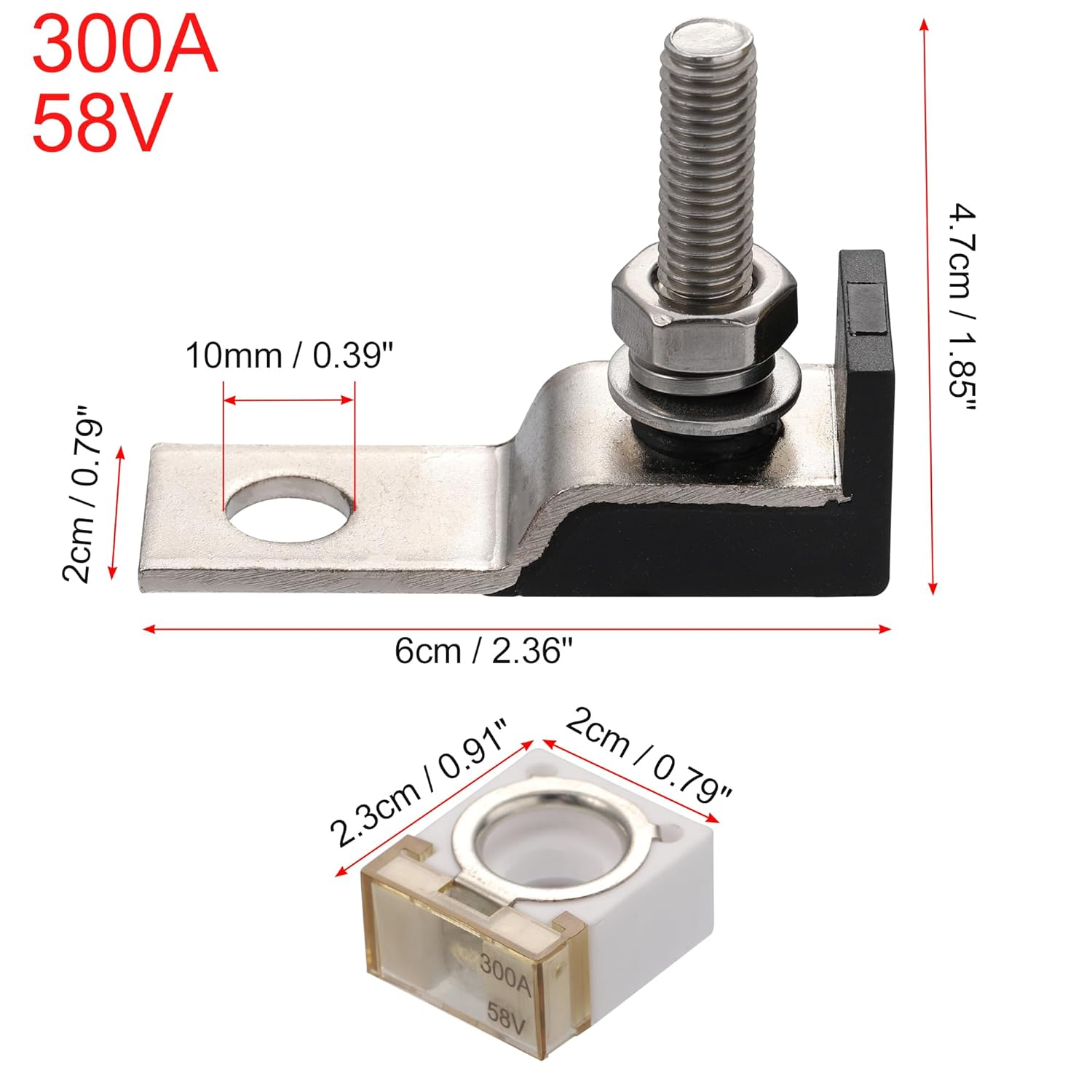 X AUTOHAUX 1 Set 300A Battery Fuse Terminal Fuse Block Kit Fuse Max Voltage 58V for Car Marine Boat RV