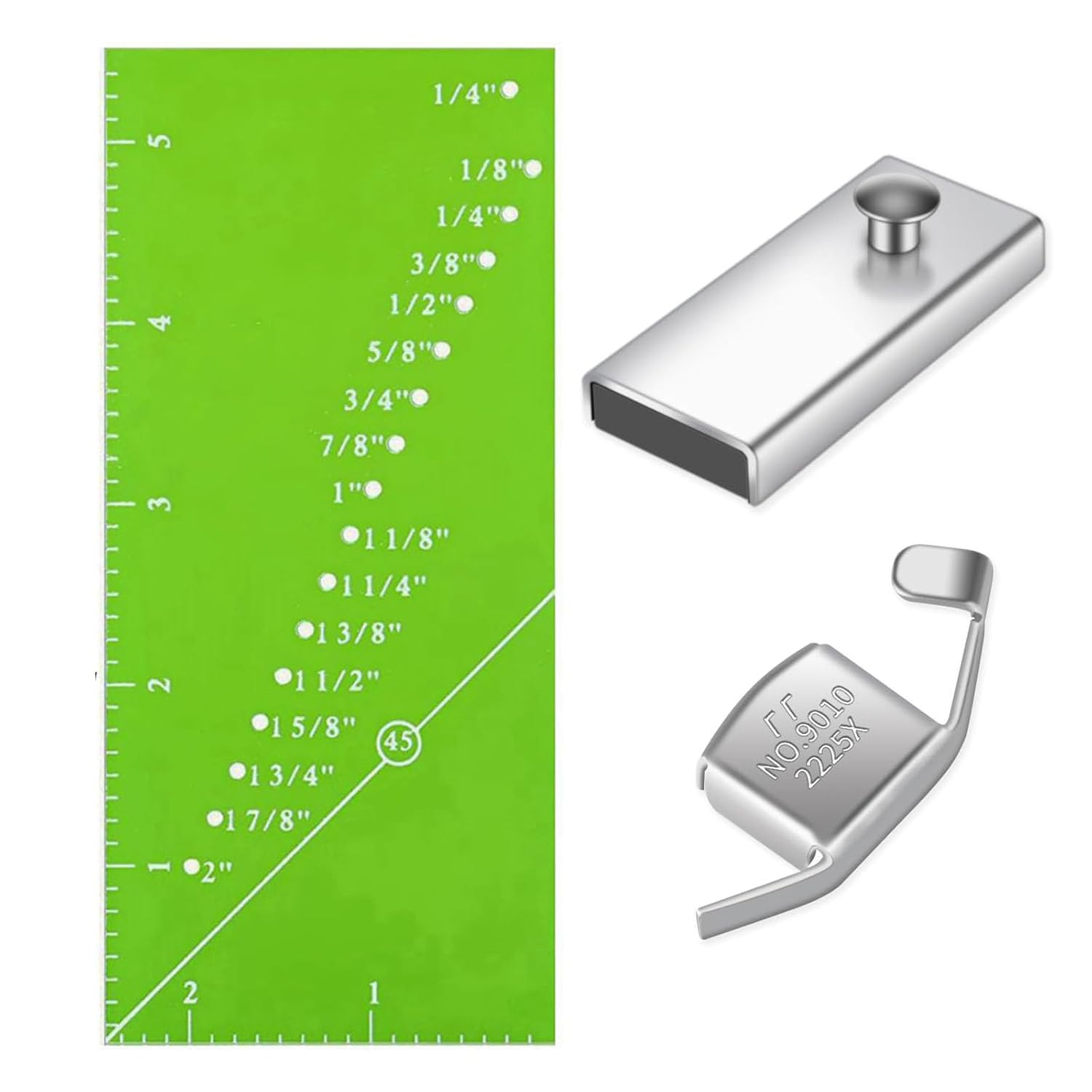 Sew Seam Allowance Ruler,Perforated Seam Gauge for Perfect 1/8&rdquo;To 2&rdquo; Straight Line Hems Includes 1/4&rdquo; Pivot Point and 45 Degree Trim Line,Includes Magnetic Seam Guide and MG1 Magnetic Seam Guide image number 3