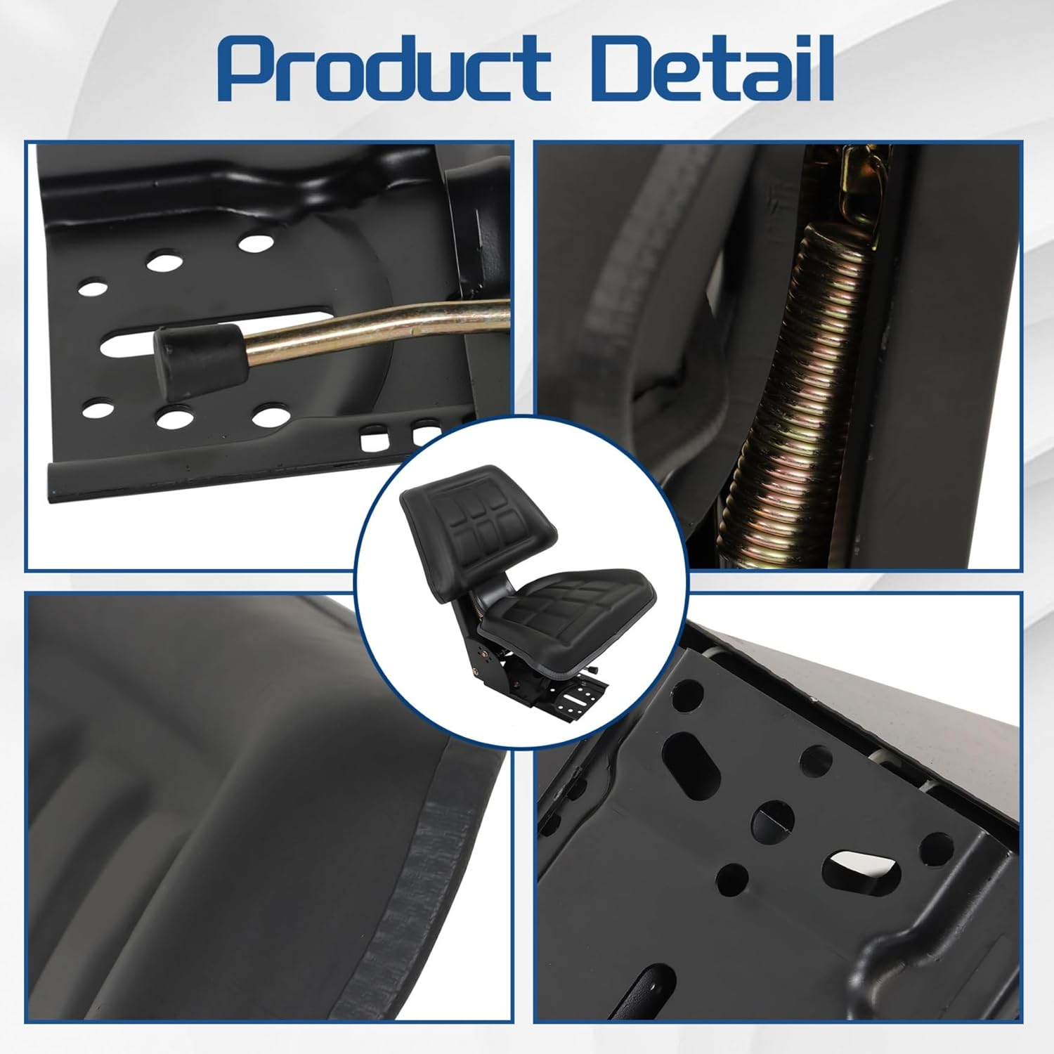 WFLNHB Black Adjustable Tractor Suspension Seat with Tilt Replacement for Massey Ferguson 230 231 234 234H 234S 235 240 245 250 254 255 image number 2