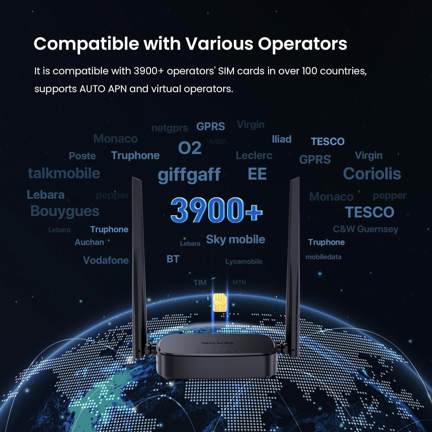 Tenda 4G/3G LTE Router - N300 Wifi Router- Nano SIM Compatible with 100+ Countries - 2*Antenna - Portable & Plug and Play【4G03 Pro】 image number 4