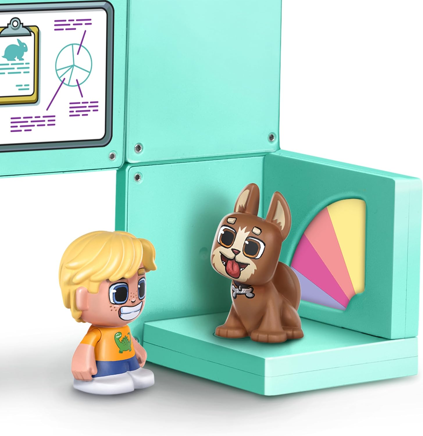 TILE TOWN Pet Vet Magnetic Tiles Construction Building Playset + Figures, Kids 3-5+, New Action Tiles for Action Play, Realistic Builds, STEM Creative Toy, Great Gift for Boys & Girls image number 4