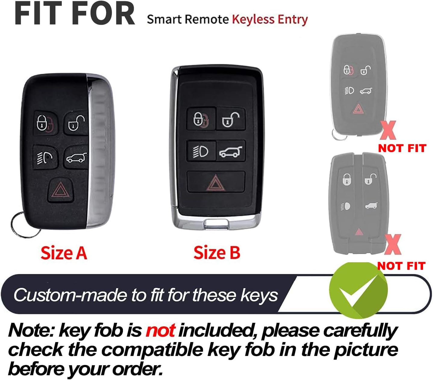 Ontto Car Key Cover Fit for Range Rover Evoque Sport Velar Discovery 4 for Jaguar F-Pace F-Type XJ XF XE Handmade Leather Key Case Holder Keyring Key Chain Smart Key Shell Protector Accessories - A-Blue image number 4