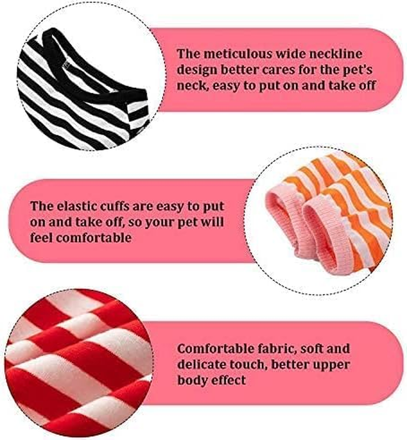 Dog Spring, Summer and Autumn T-Shirt Pet Shirt Thin Section, 6 Pieces of Striped Sportswear (M)