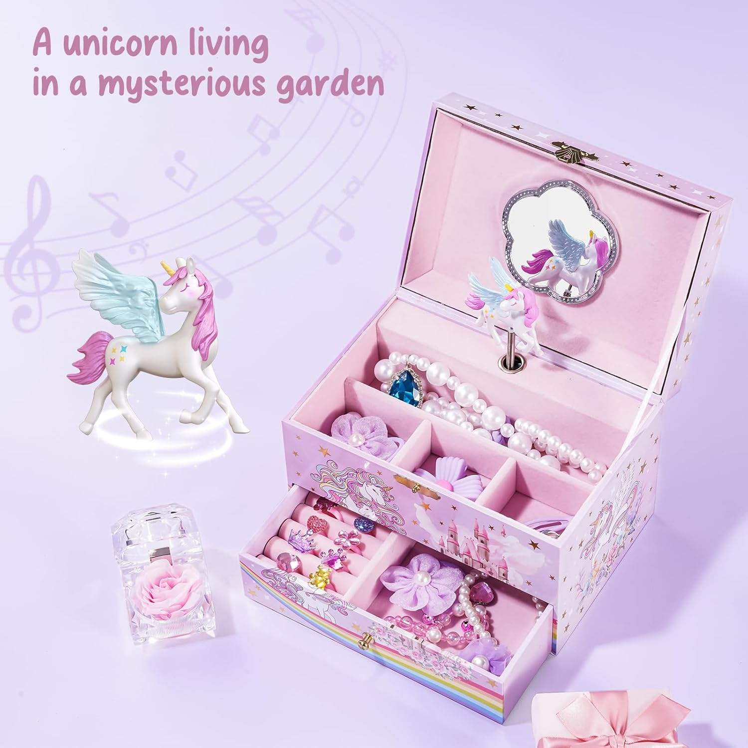 Procase Children'S Jewelry Box, Kids Jewelry Organizer with Unicorn for Little Girls, Jewelry Case for Toddler Age 2 3 4 5 6 7 8 -You'Re My Sunshine