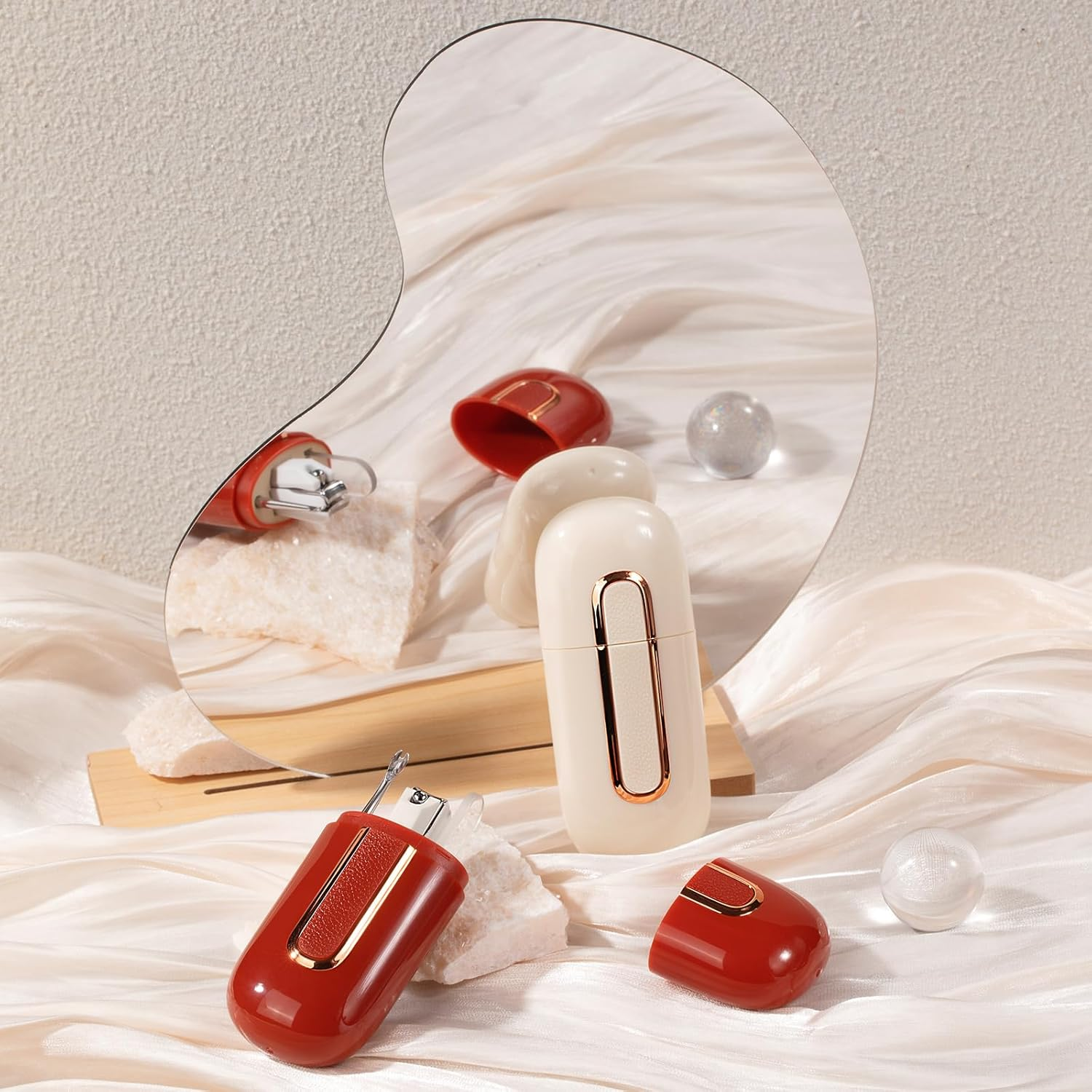 Nail Clippers Set,Stainless Steel Nail Clippers and Toenail Clippers,Anti-Splash Fingernail Clipper with Catcher,Fingernail Cutter for Women and Men.（Red） - White image number 6