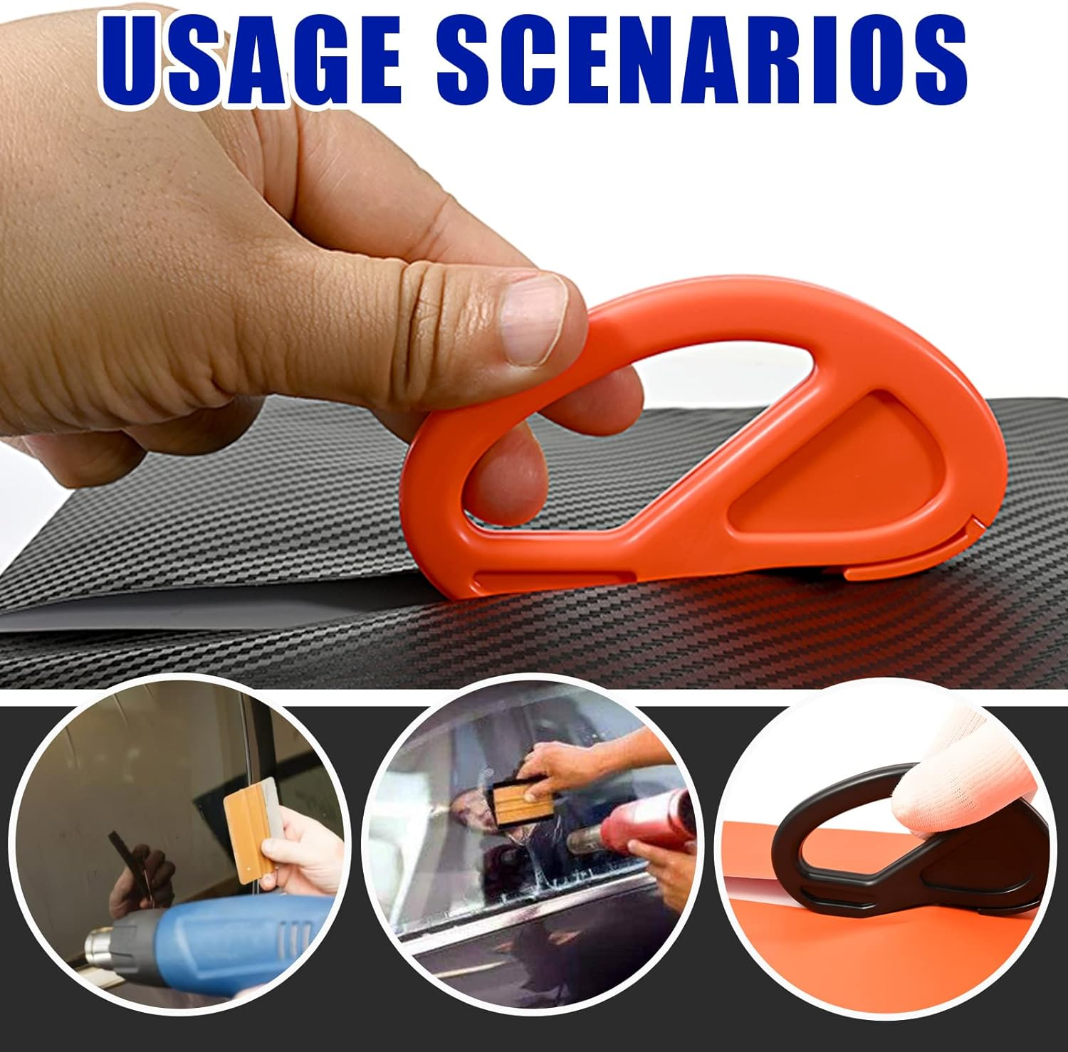 Glarks 21Pcs Car Vinyl Wrap Window Tint Film Tool Kit Includes 4 Inch Felt Edge Squeegee and Spare Fabric Felt, Utility Knife and Blades, Safety Vinyl Cutter, Micro Squeegee for Car Wrapping