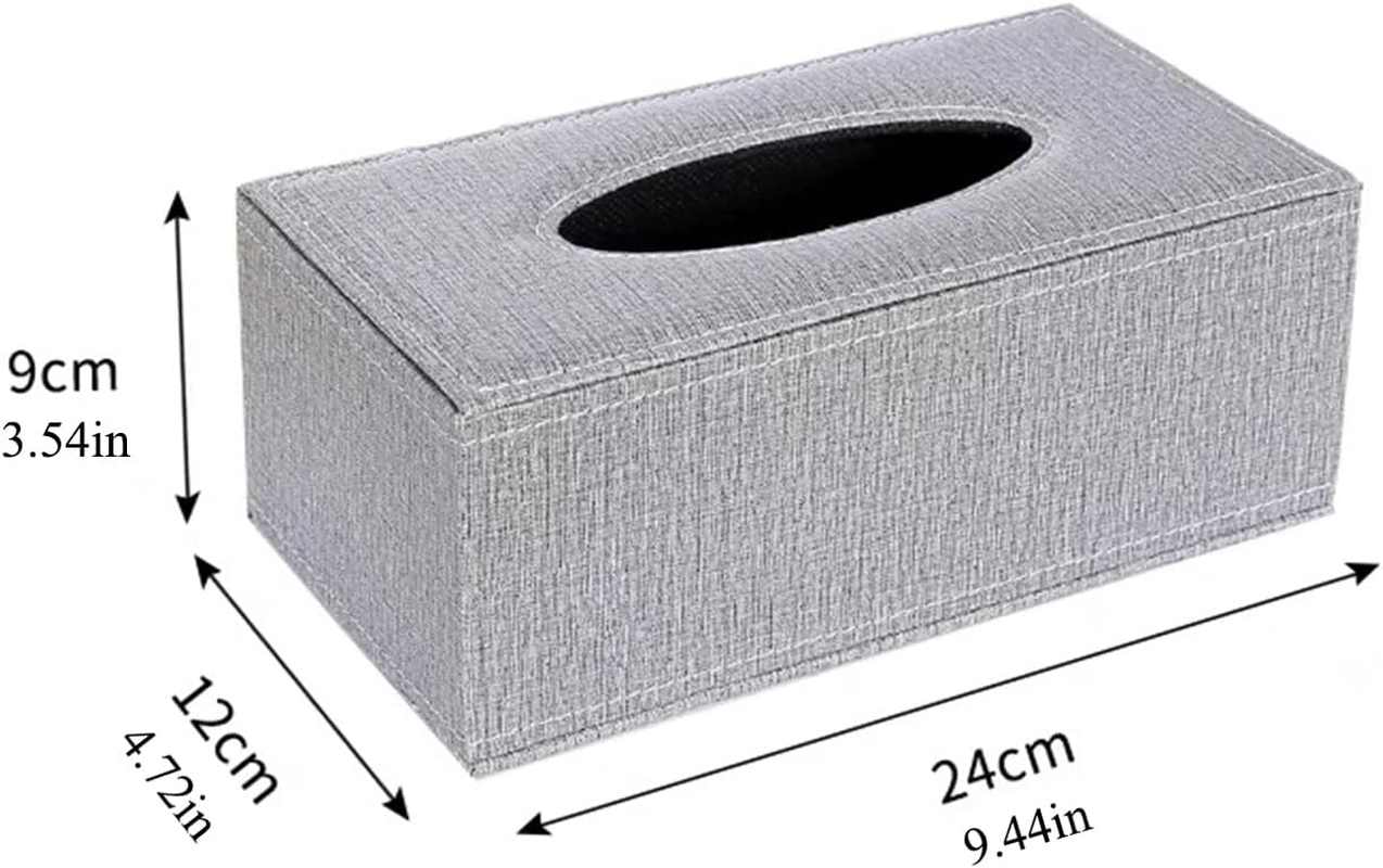 PU Leather Tissue Box Holder, Rectangular Napkin Holder Pumping Paper Case Dispenser, for Home/Office/Car Decoration (Grey) image number 2