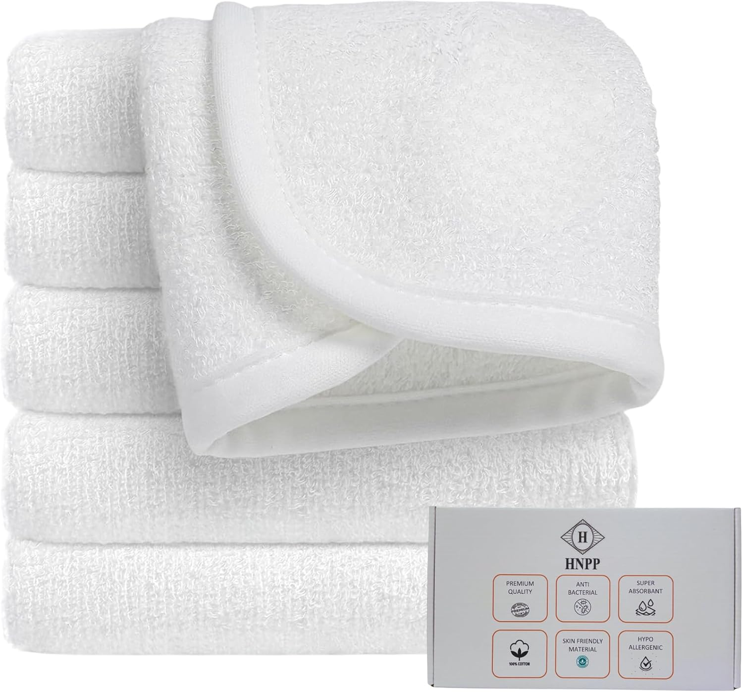 6-Pack Soft Baby Washcloths, 100% Cotton - Kids, Newborn Bath Towels, Infant Shower, Toddler Reusable Face Washer, Gentle on Skin, Baby Face Wash Cloth, 25X25Cm (White) image number 2