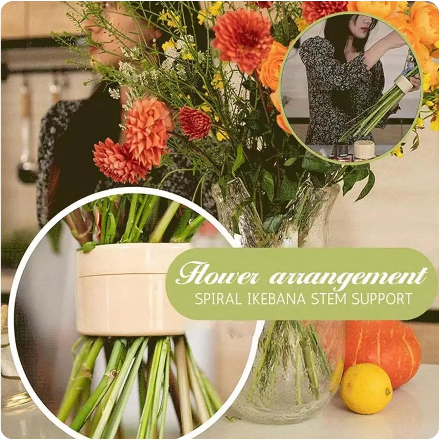 Zakora Spiral Ikebana Stem Holder Flower Arrangement Set of 2 Spiral Stem 1 Leaf Stripping Tool for Flower Arrangements Home Floral Art（Transparent） image number 4