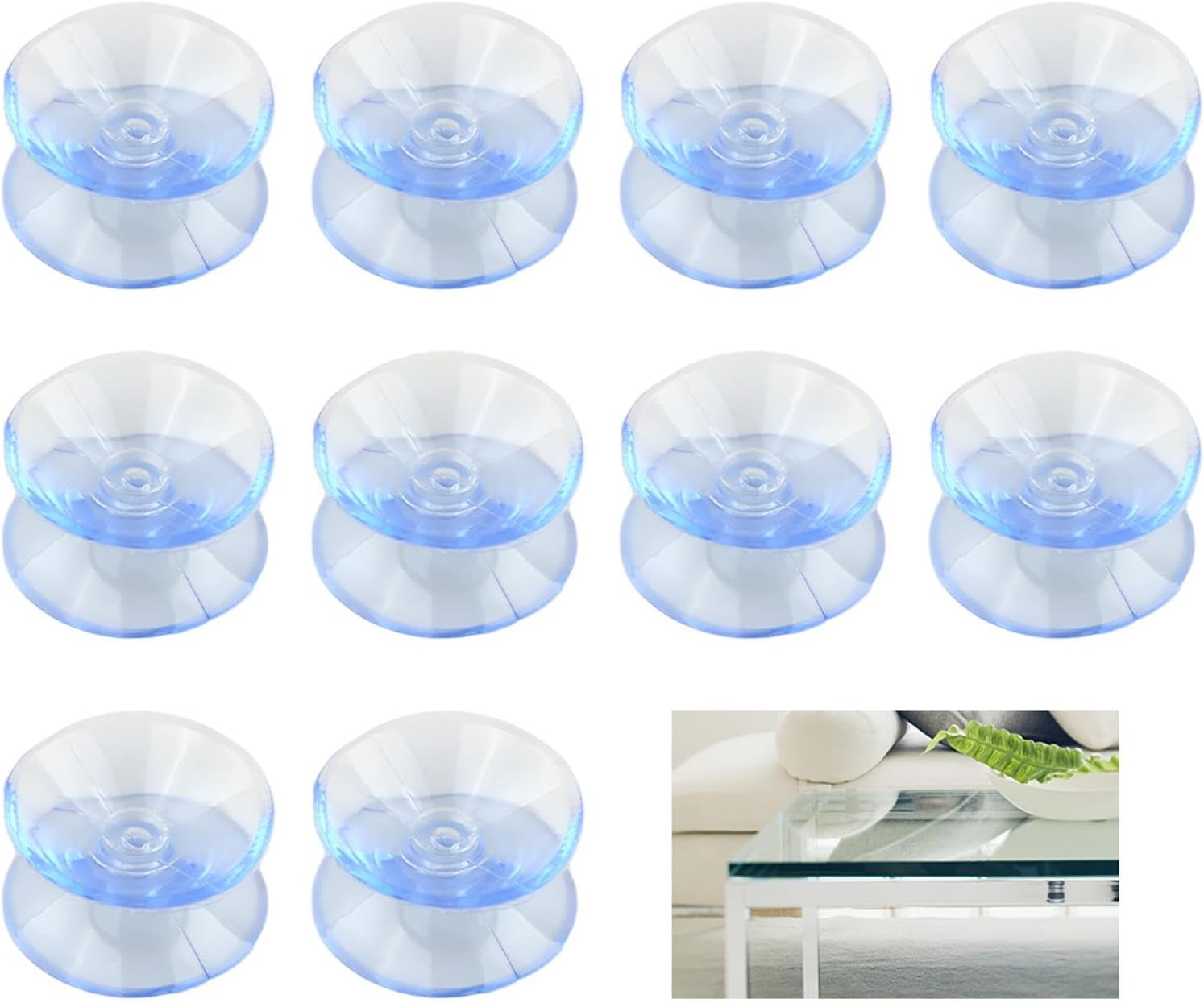 10Pcs Double Sided Suction Cups,Non-Slip Silicone Suction Cups for Glass Table Top,Clear Glass Table Suctions Pads for Tabletop,Windshield,Mirror,Window(Size:20Mm/0.78Inch) image number 2
