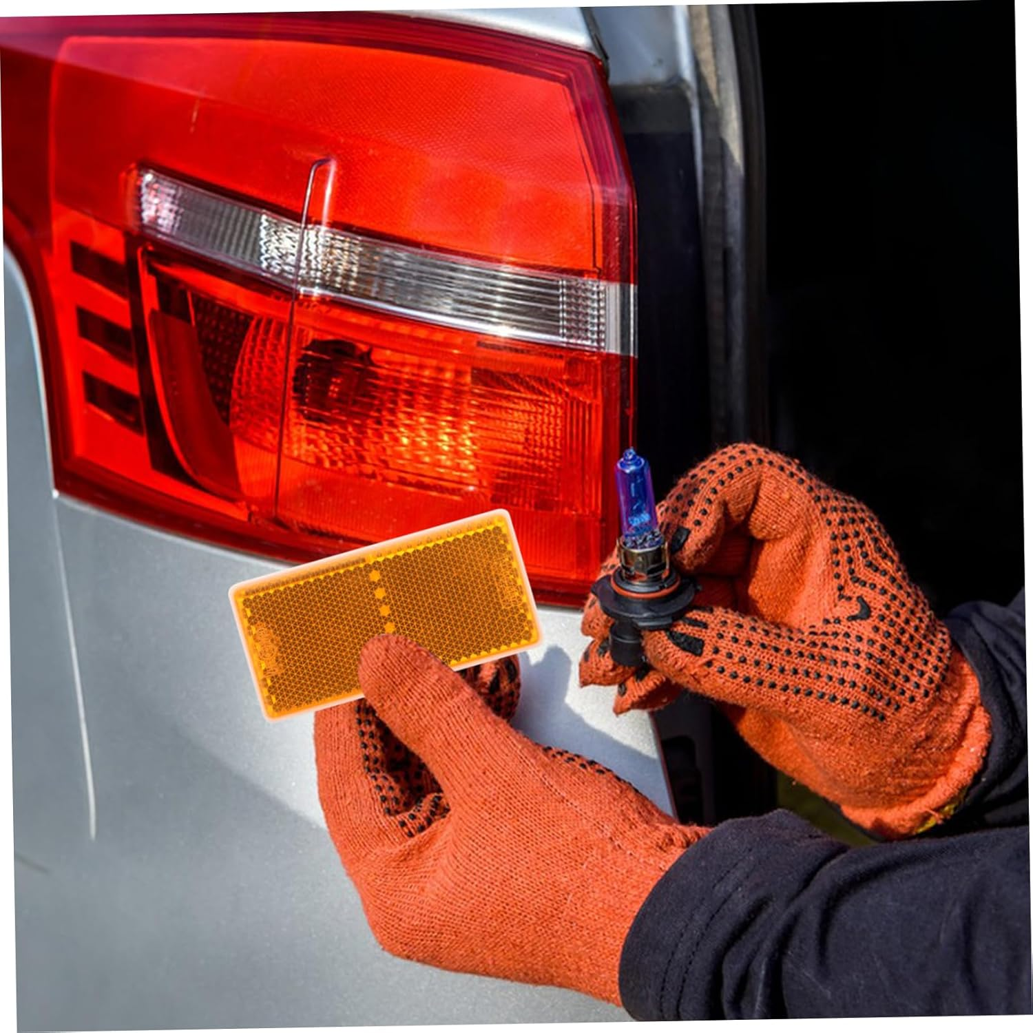 Adhesive Rectangle Reflective Sign Truck Trailer Reflector Yellow Stick-On Warning Reflectors Vehicle Safety Reflective Tape for Cars and Trucks Side Marker - Red image number 4