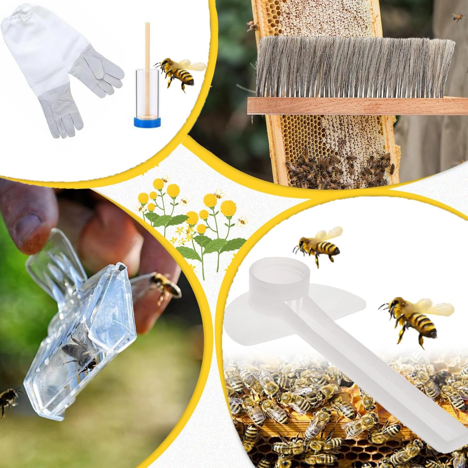 Roczential Bee Keeping Starter Kit,Beekeeping Supplies,Includes Smoker,Beehive Clip,Gloves,Bee Brush,Dcraper,Fork,Beehive Cage,Marking Tube,Feeder,For Beginners and Professional Beekeeper image number 4