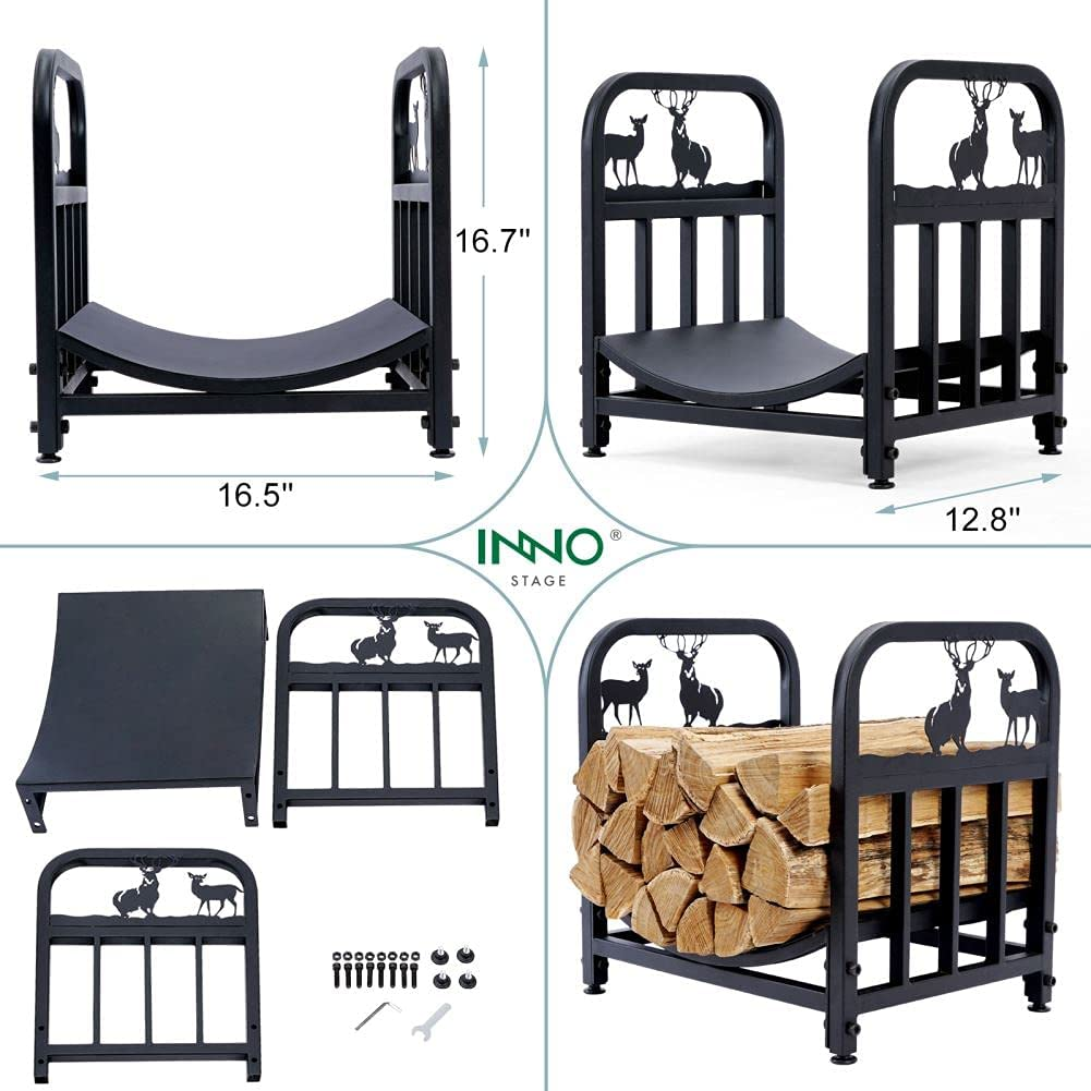 INNO STAGE Wrought Iron Log Rack, Firewood Storage Holder, Heavy Duty Fireside Log Bin for Fireplace Stove Accessories image number 6