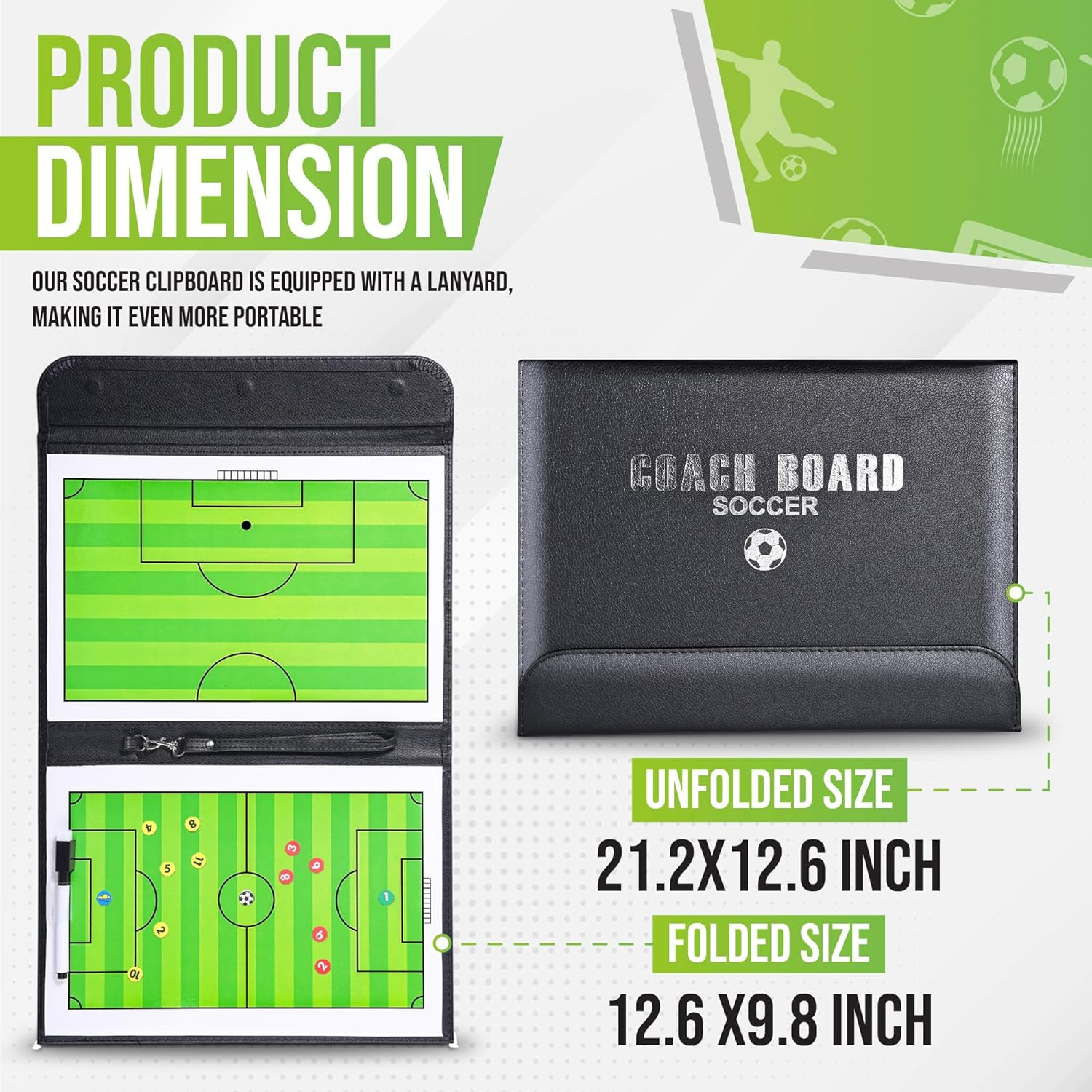 ZPU Soccer Coaching Board, Magnetic Soccer Clipboard for Coaches, Portable Foldable Soccer Tactics Board with Dry Erase, Marker Pen and Magnets, for Teaching and Game Plan image number 5