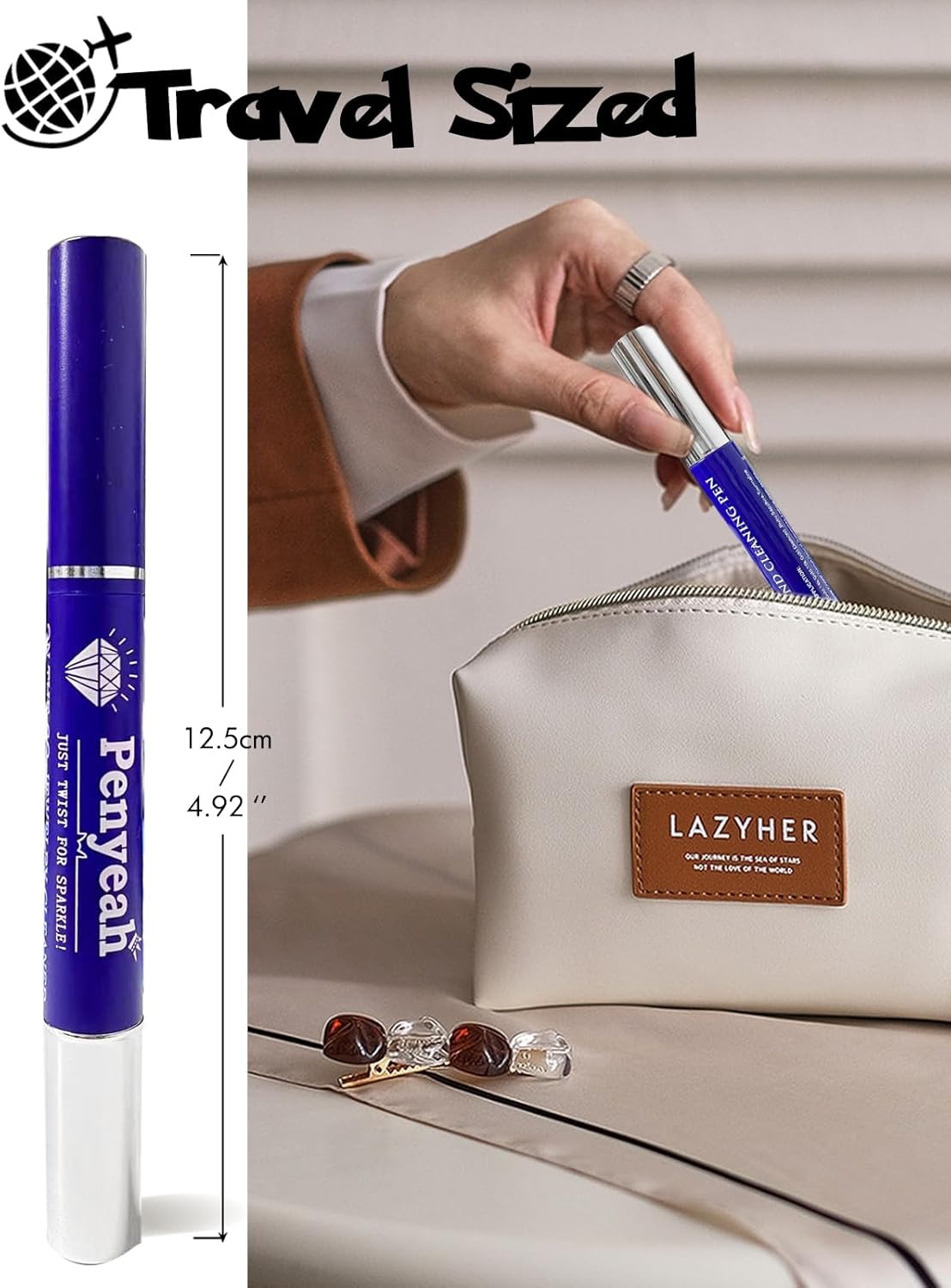 Jewelry Cleaner Pen (2PK) Instant Shine Diamond Ring Cleaner Pen Stick, Soft Brush Travel Jewelry Cleaning Pen for Gold,White Gold,Diamonds,Various Gemstones, Engaged image number 3