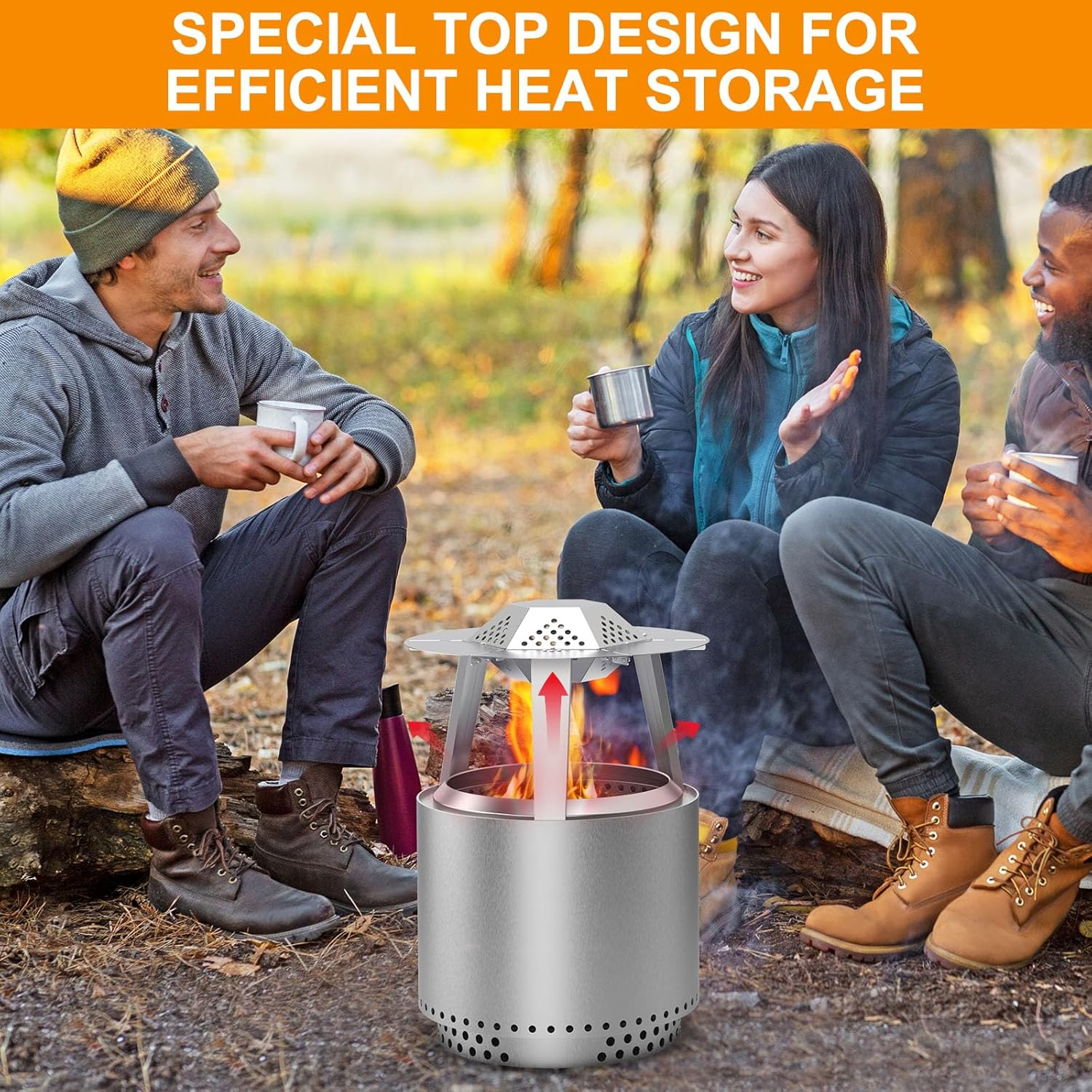 Heat Deflector for Solo Stove Ranger Accessories, Heat Diffuser for Solo Stove Ranger 15" Firepit Captures & Redirects Warmth, 304 Stainless Steel Ranger Heat Deflector with Carrying Handle & 3 Legs image number 5