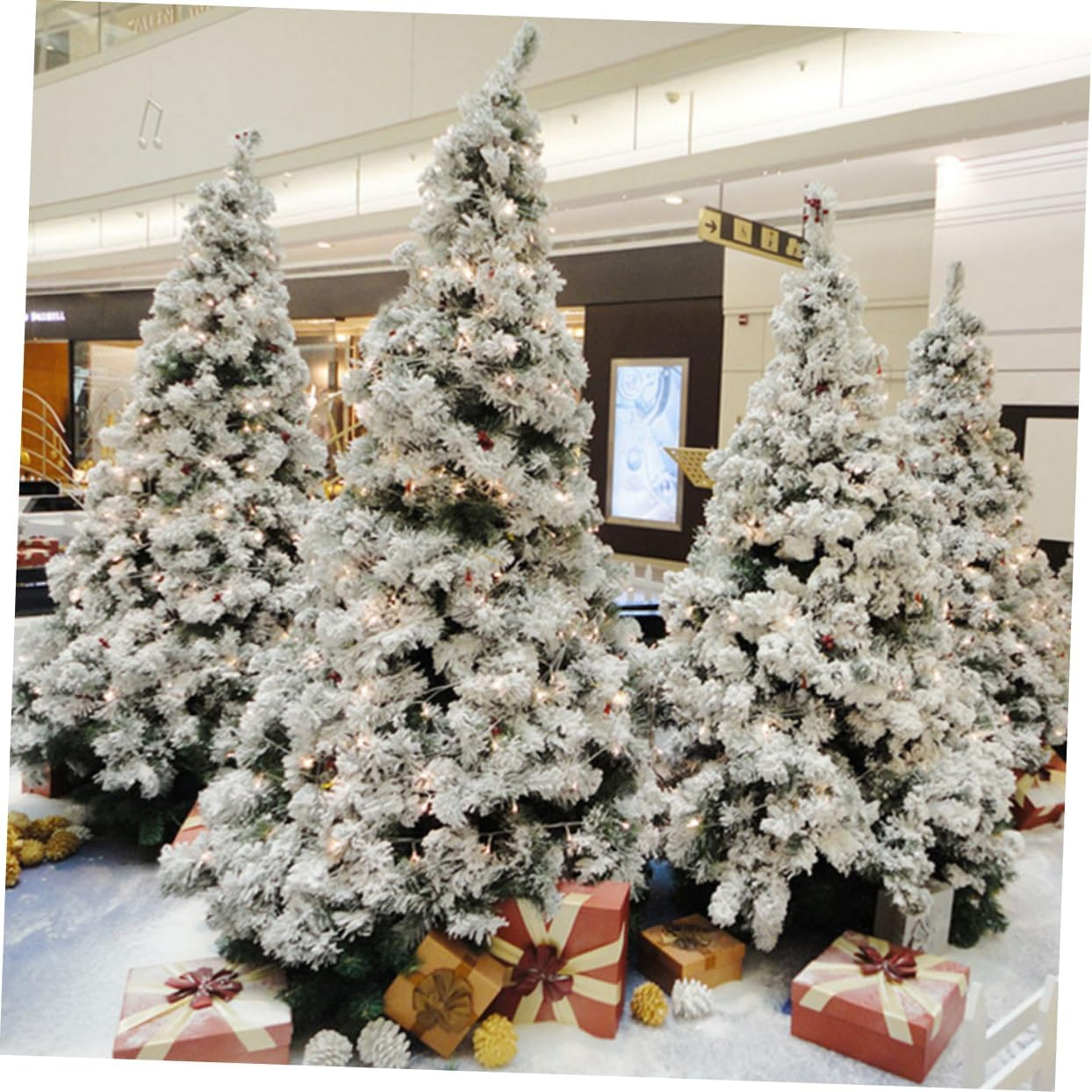 Artificial Snowy Xmas Tree Decoration 60Cm 70-Branch Simulation Xmas Tree with Dense Flocking, White Velvet Christmas Ornament for Home Holiday Festival Random Style image number 2