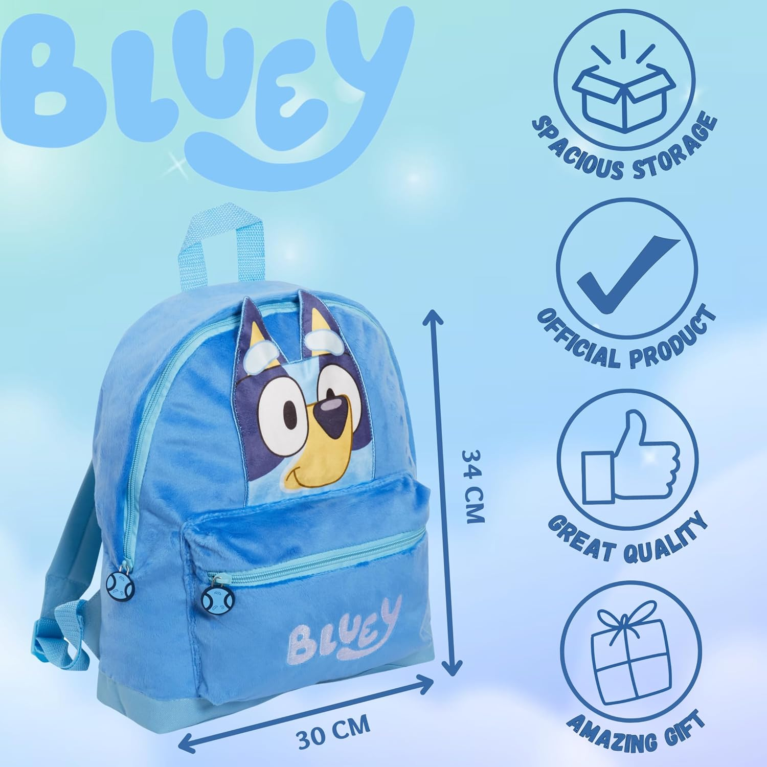 Bluey Backpack for Children School Nursery Bag Boys Girls 3D Plush Backpack Travel Cushion Lunch Book Bag image number 4