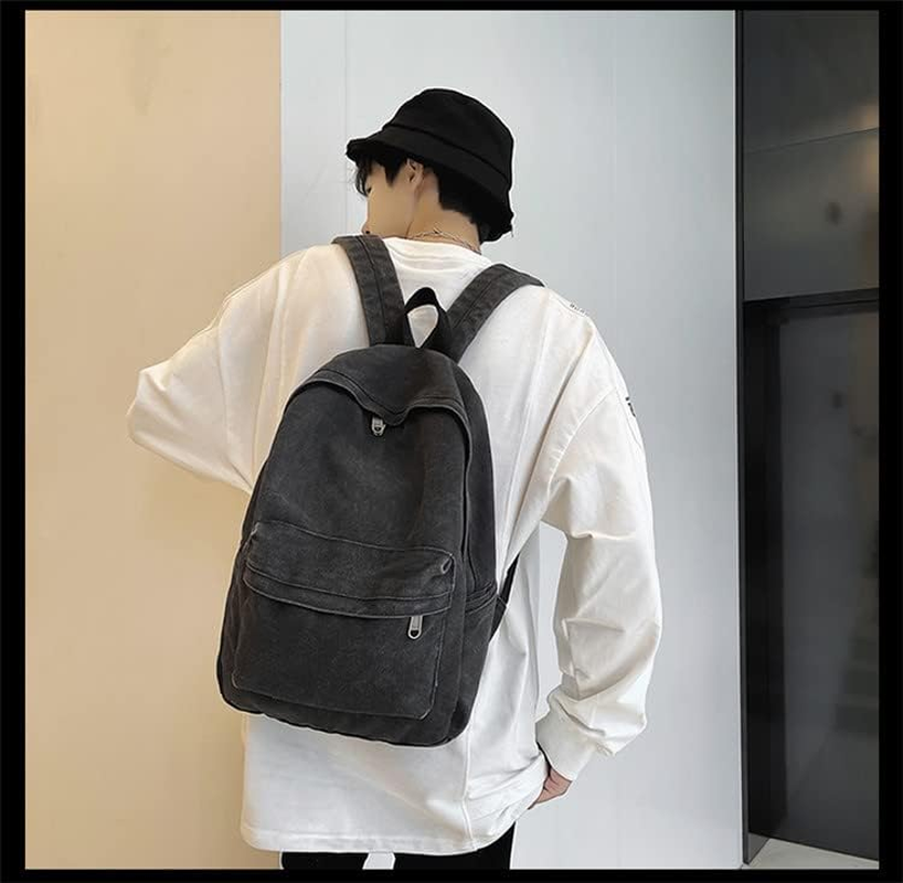 KAOBIO Canvas Backpack for Women Men Vintage Aesthetic Bags Travel Daypack Boho Hippie Grunge Backpack - Sage Green image number 3