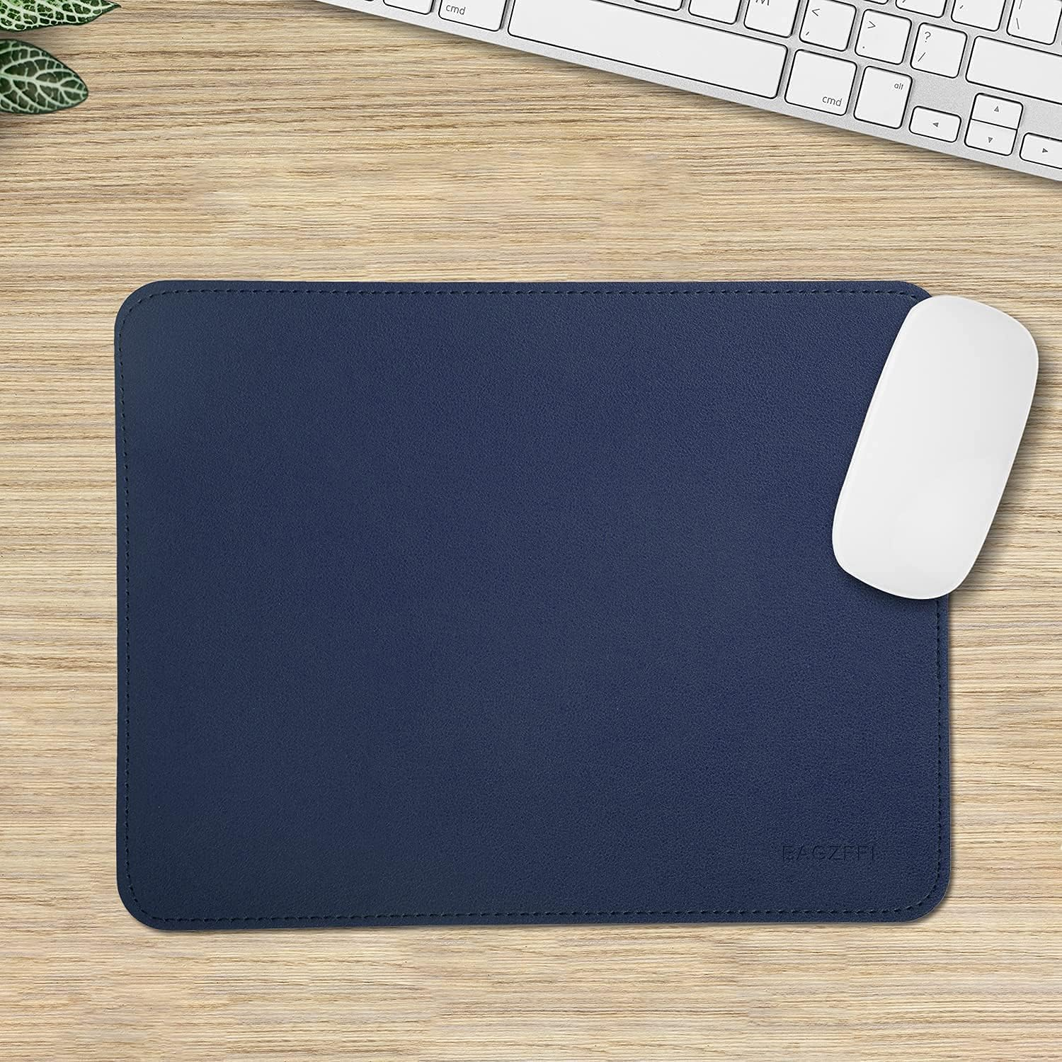 Leather Mouse Pad,Wood Mouse Pad,Double Side Mouse Pad,Stitched Edges,Equipped with Coaster Mouse Pads for Laptop,Office & Home,1 Pack,8Inch11Inch,Eagzffi(Blue)