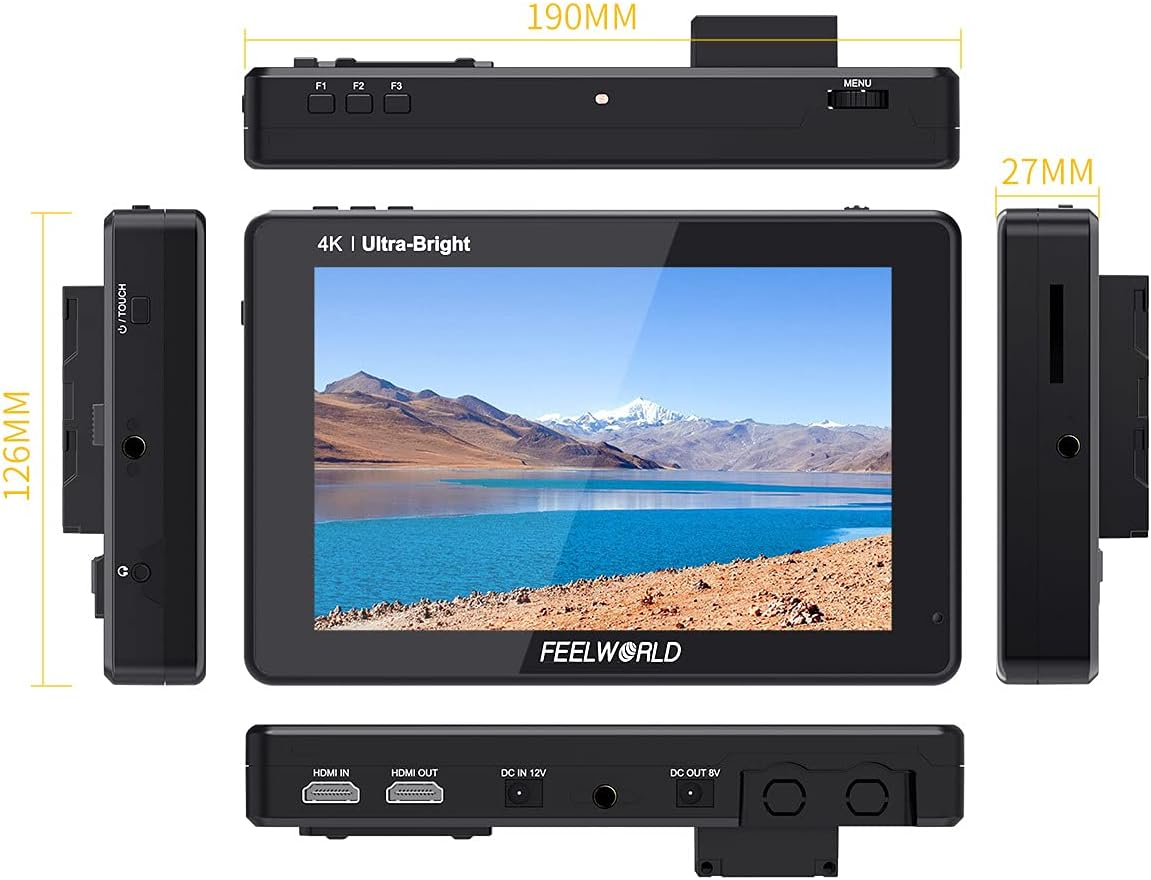 FEELWORLD LUT7 Pro 7 Inch Camera Field Monitor 2200Nit Touch Screen 1920 * 1200 4K HDMI IPS Panel 3D LUT image number 5