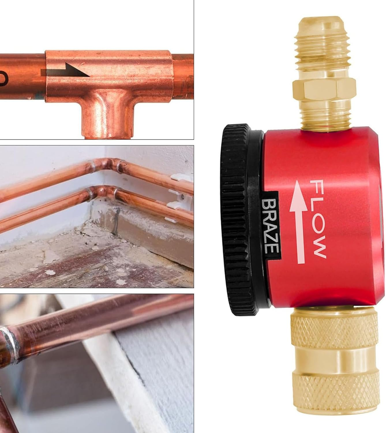 Nitrogen Purge Tool, Essential HVAC Equipment for Air Conditioning System Maintenance, Nitrogen Purging Tools, 1/4 Inch Port, 3 Point Position Dial, Red image number 5