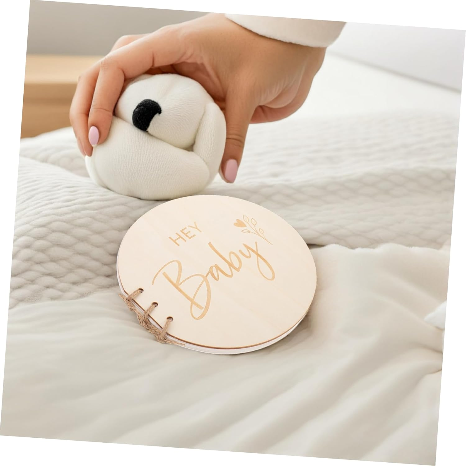 Natural Wood Baby Shower Guest Books Baby Shower Sign-In Book, Blank Keepsake Memory Album for Party Celebrations