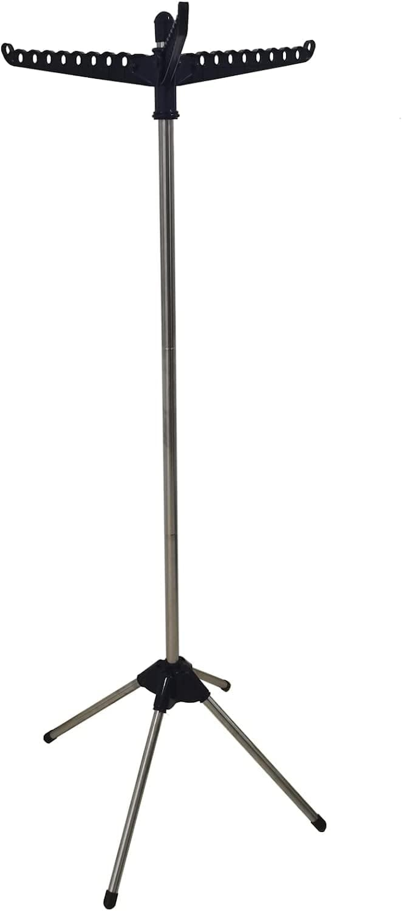 SONGMICS Clothes Airer, Clothes Drying Rack with 3 Rotatable Arms for Hangers, 4-Leg Indoor Folding Laundry Rack, Stainless Steel, for 27 Pieces of Clothes, 150 Cm High, Black LLR510B01