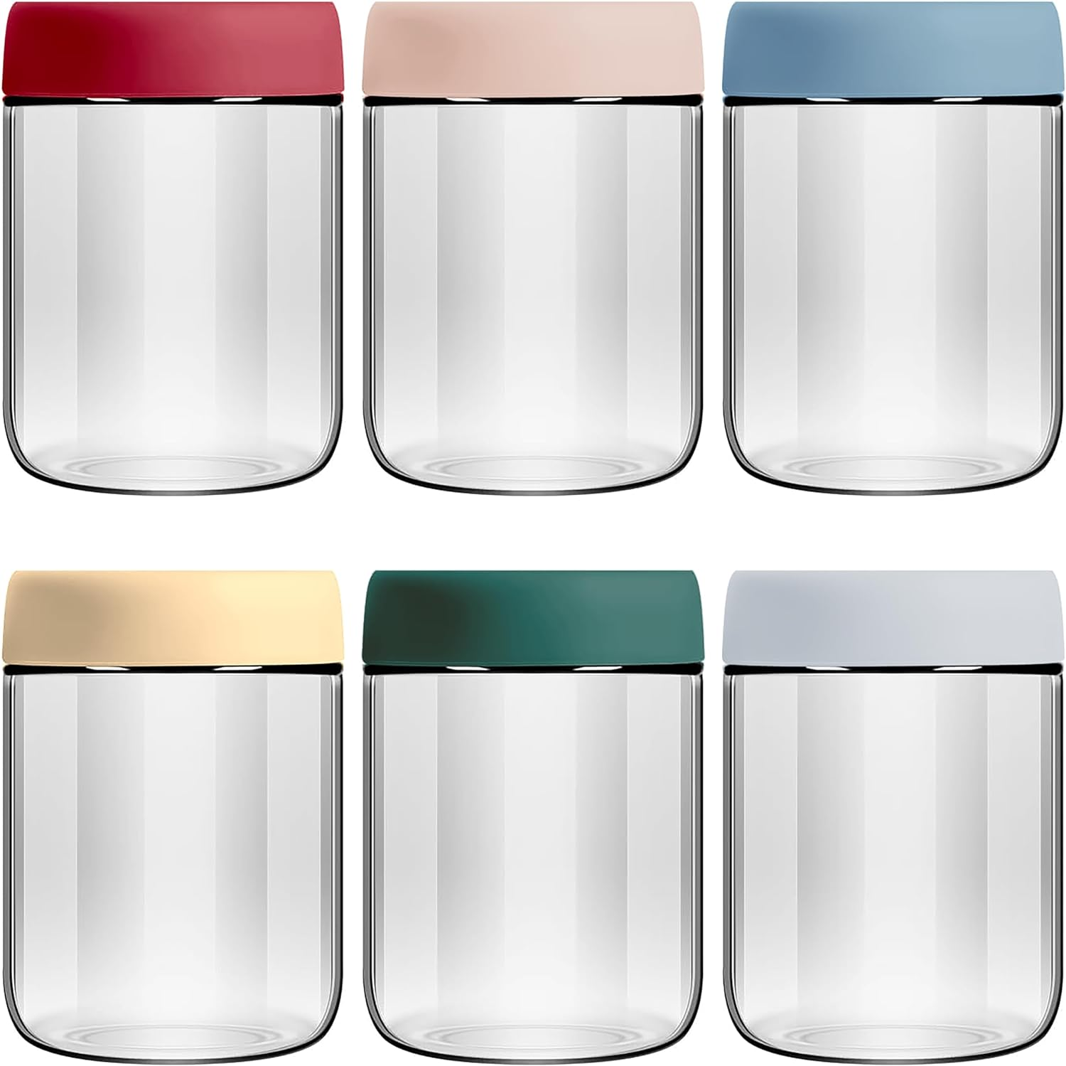 6-Pack 500Ml Glass Jar with Screw Lid for Overnight Oats Condiment Salad Dressing Sauce Baby Food Kids Snacks Meal Prep Containers Candle Canning Spice Wide Mouth Leak Proof Storage Containers